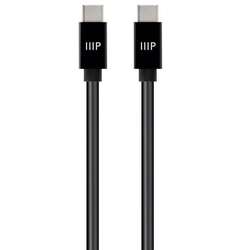 Monoprice Charge and Sync Type-C to Type-C Cable - 3 Feet - Black, USB 2.0, TPE Jacket, Up to 5A/100W, Fast Charging - Select Series