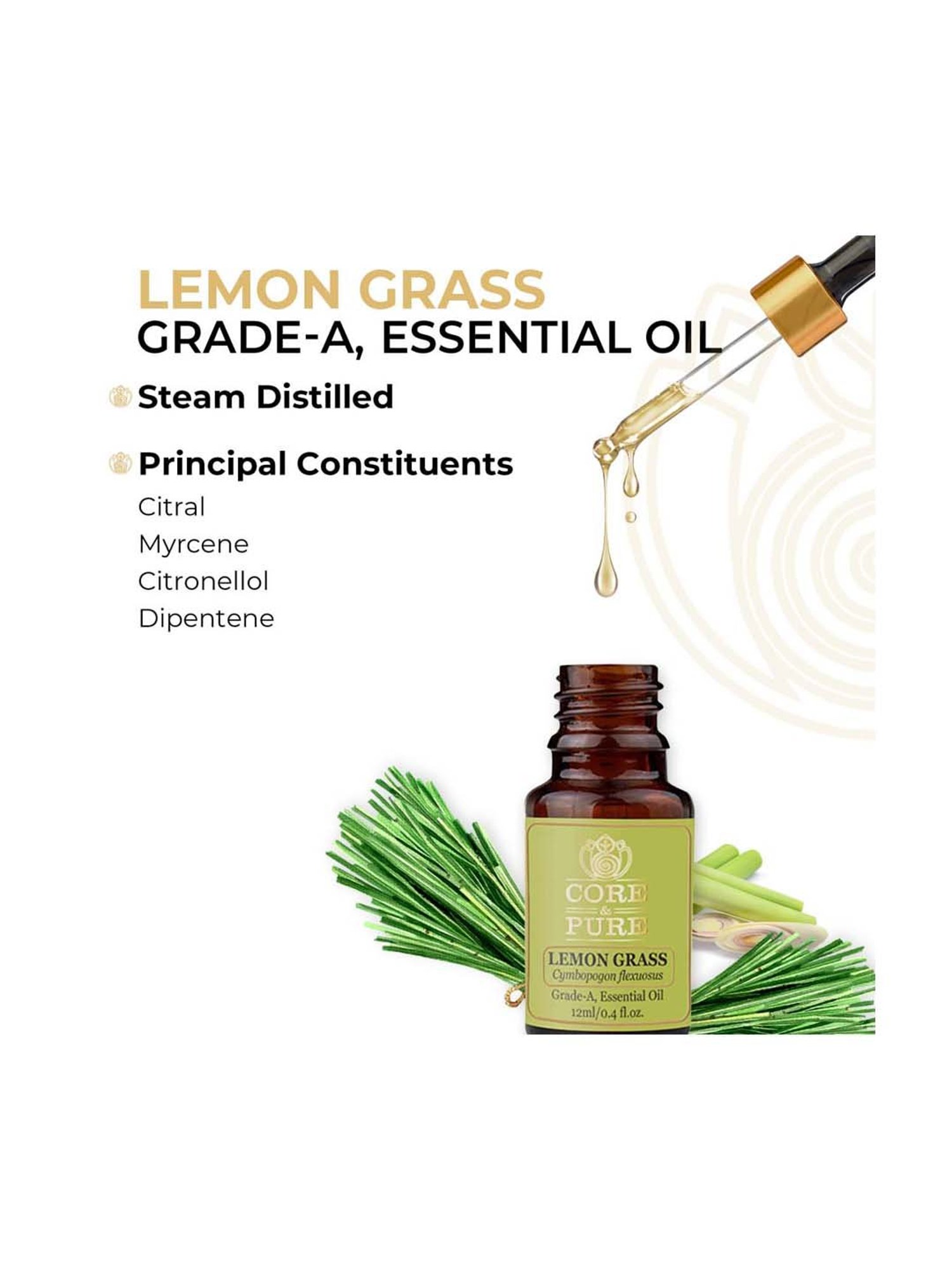 CORE & PURE Lemon Grass Essential Oil - 12 ml