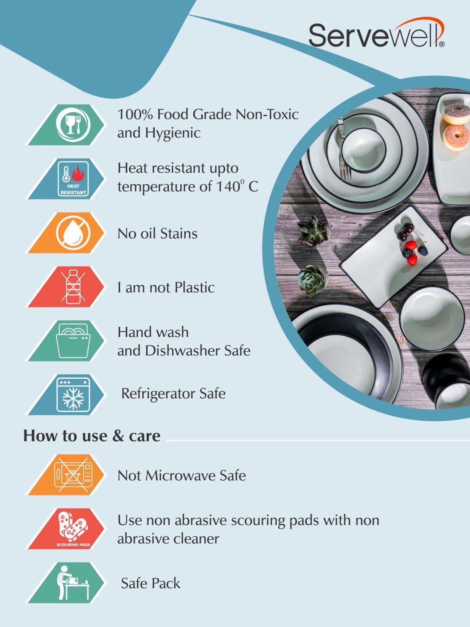 Servewell Cons. Brown Terraclay Melamine 22.5 cm 2 Tone Serving Platter - Set of 2