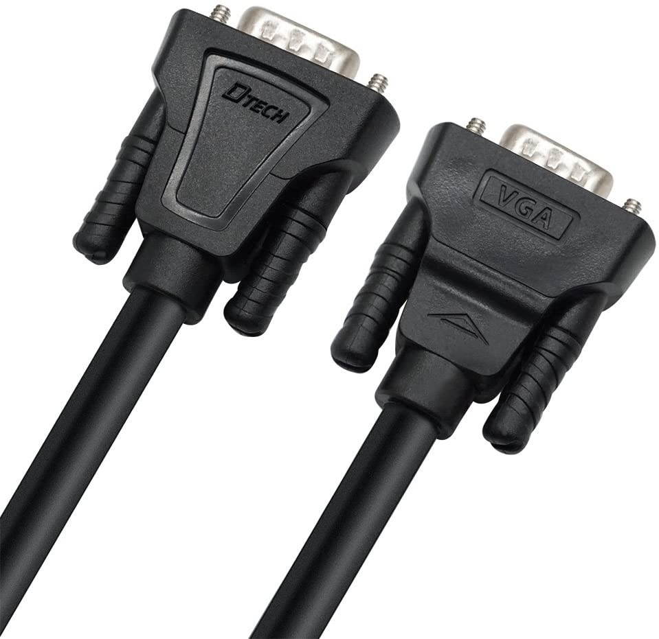 cables direct online 15ft svga + audio monitor cable, male to male 1080p super vga display cord for pc projector laptop tv