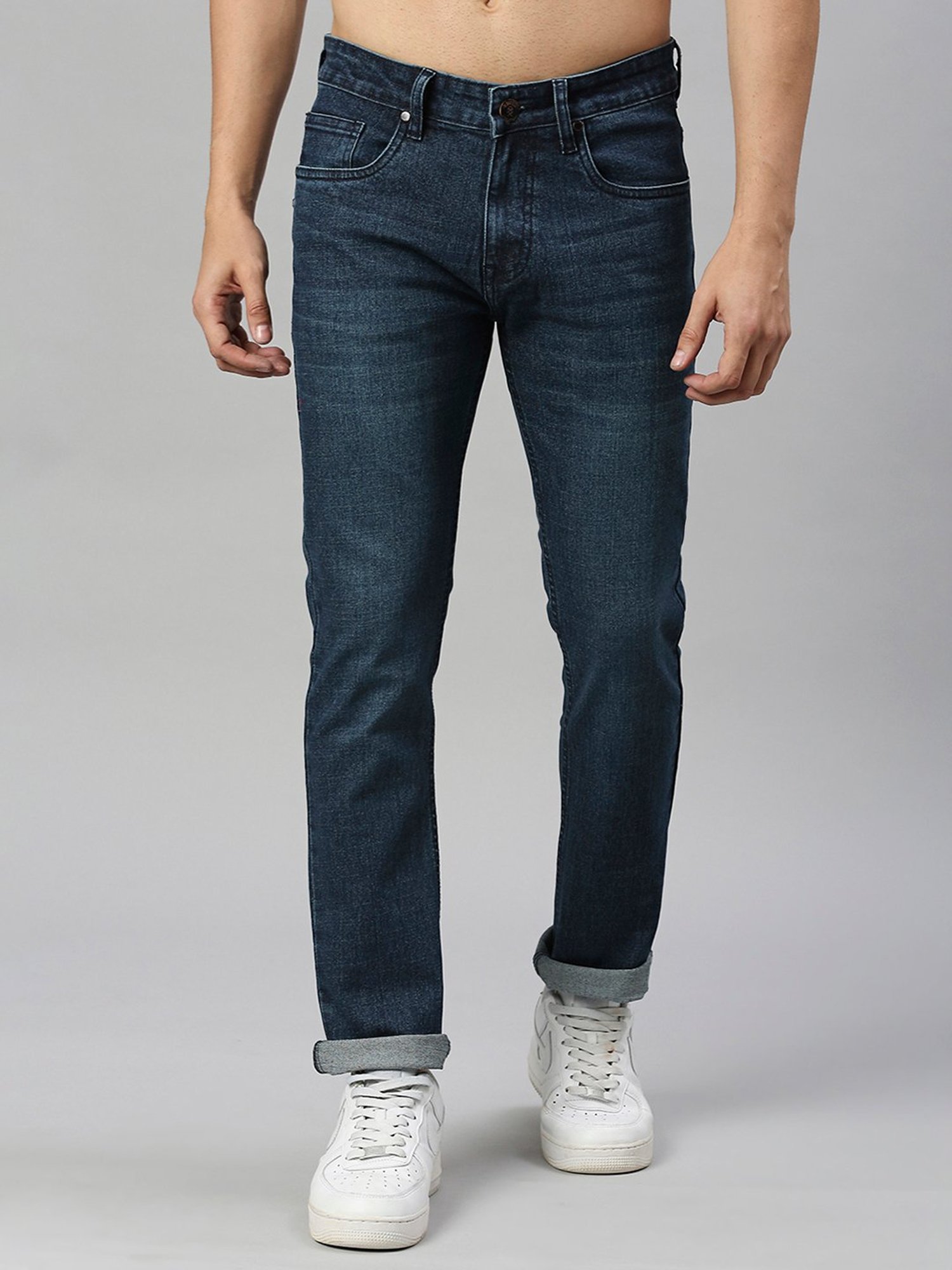 Thomas Scott Dark Blue Slim Fit Lightly Washed Jeans