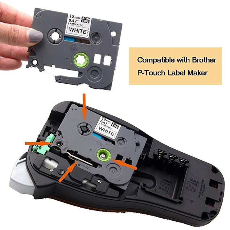 Tze Tape Tze231 TZe131 Tze335 12mm Laminted Labeing Tape Compatible for Brother PTD210 PTD200 PTH110 PTH100 PTD400 PTD600 PTP700 PT1880 PT1890C Label Maker 047 x 262 3Pack
