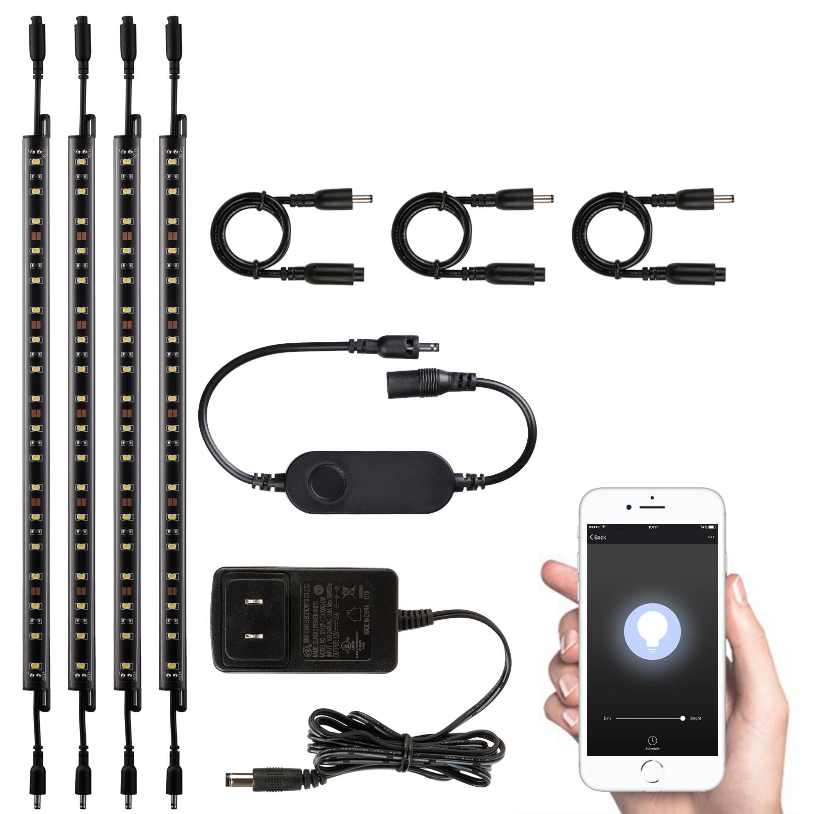 TORCHSTAR Smart LED Safe Lighting Kit(4), Work with Alexa, App Control, Dimmable, 5000K Daylight, UL Adapter for Under Cabinet, Gun Safe, Locker, Closet, Shelf, Showcase, 4Pcs