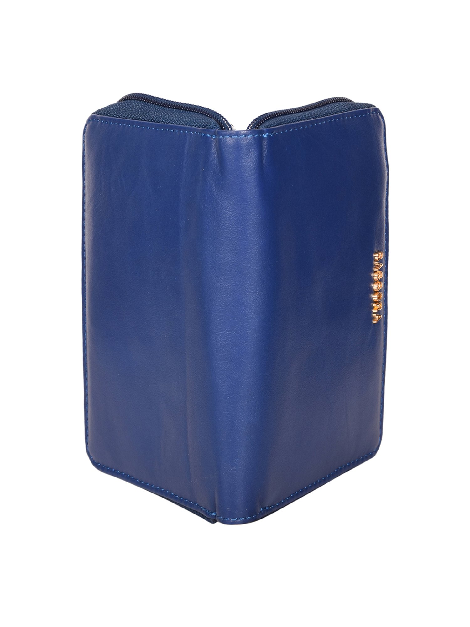 SASSORA Blue Solid Rfid Zip Around Wallet for Women