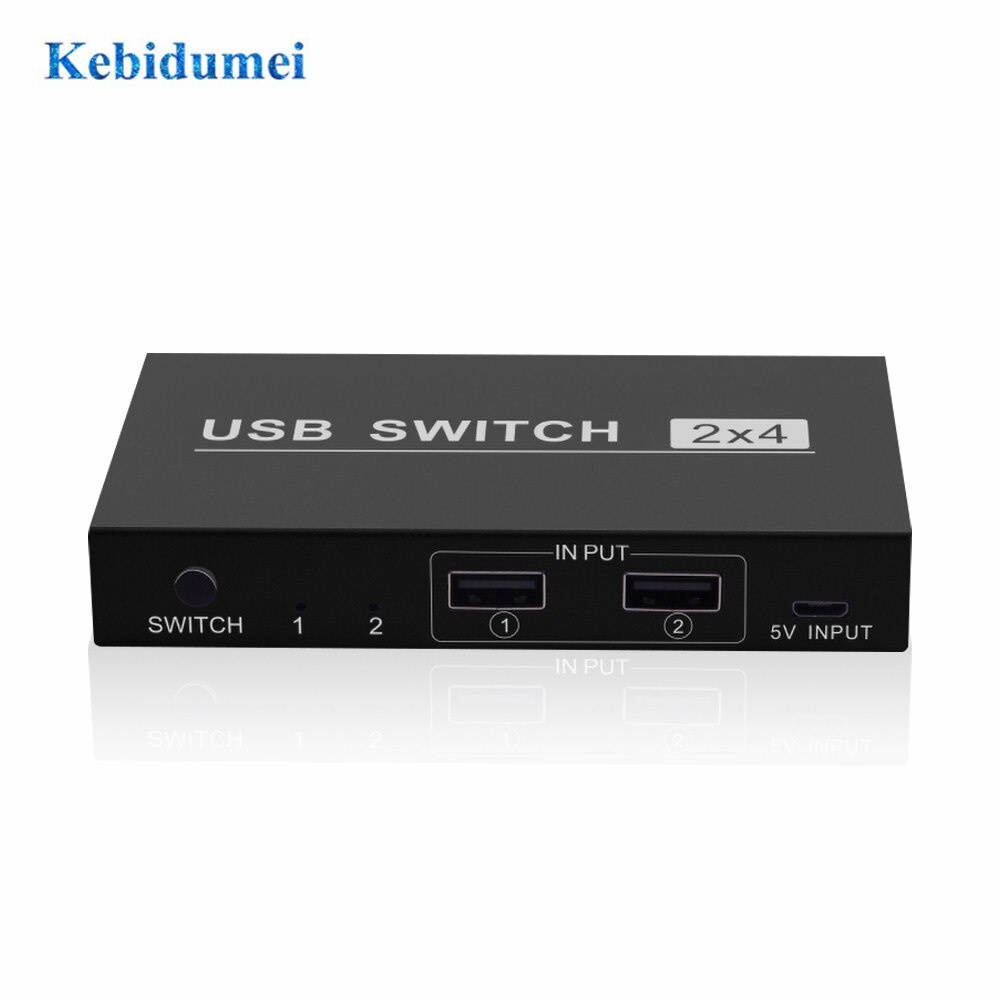 USB KVM Switch Box with 2USB Cable 2Port USB 2.0 Switcher Sharing 4 Devices for Keyboard Mouse Printer Monitor
