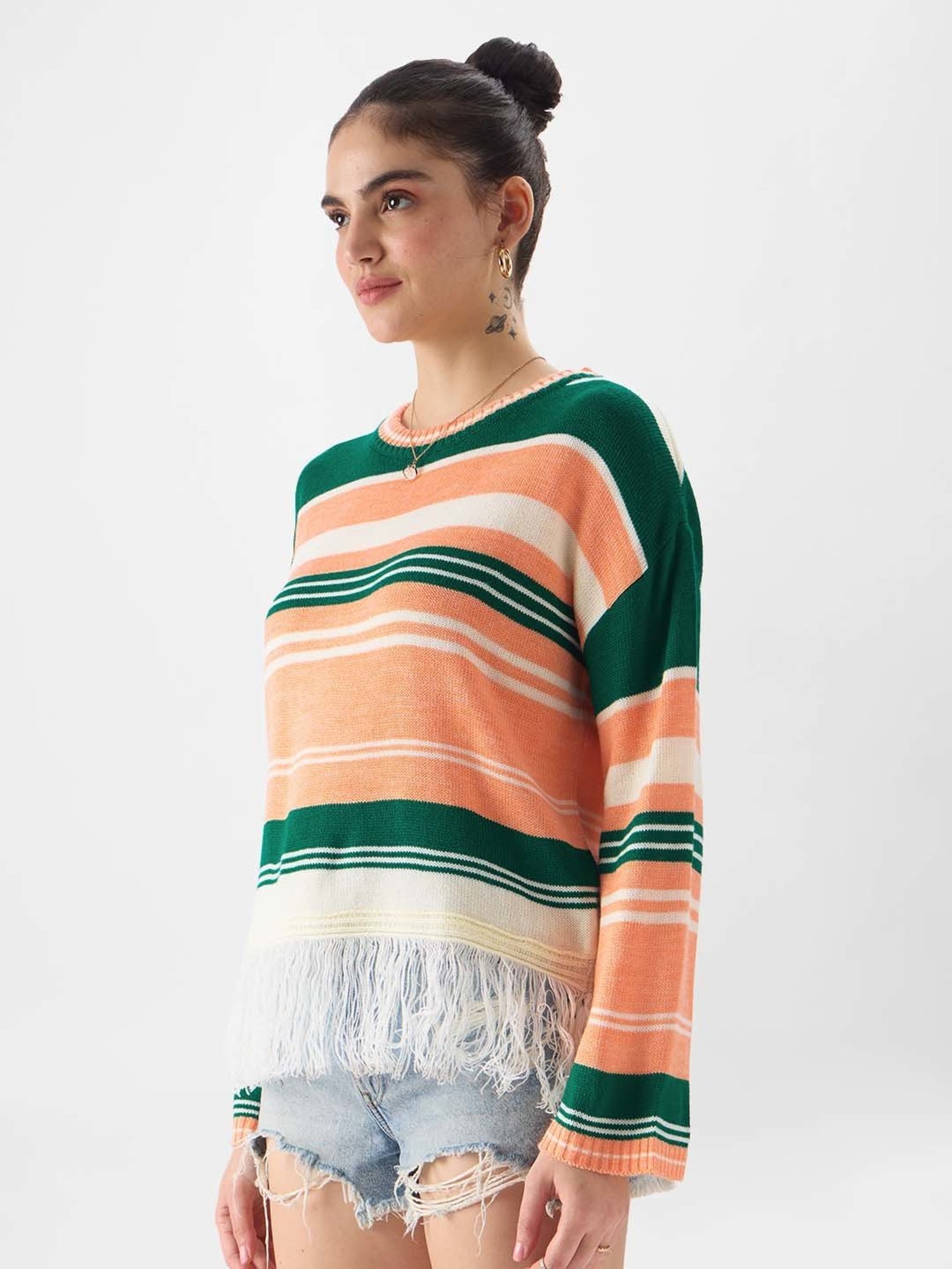 The Souled Store Multicolored Striped Sweater