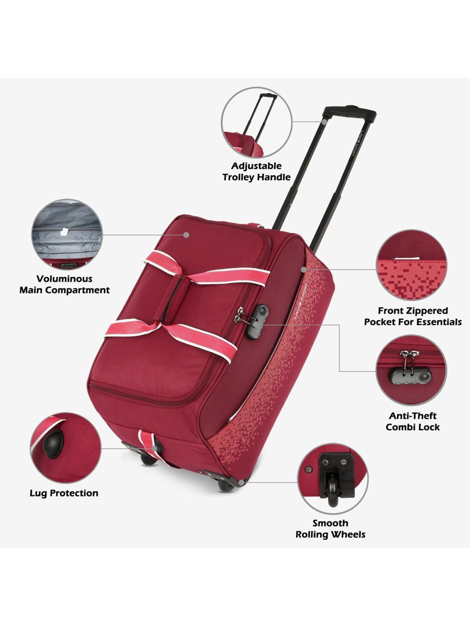 LAVIE SPORT Maroon Printed Duffle Bag