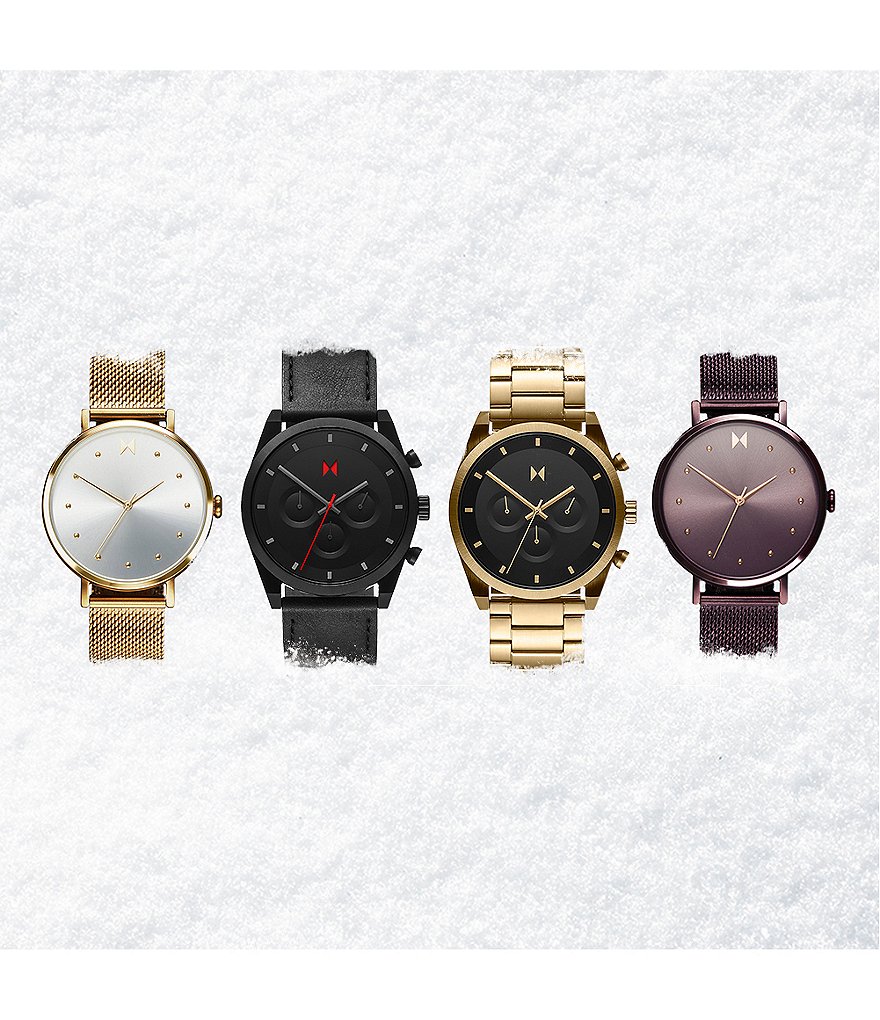 MVMT Dot Vibe Purple Stainless Steel Mesh Bracelet Watch