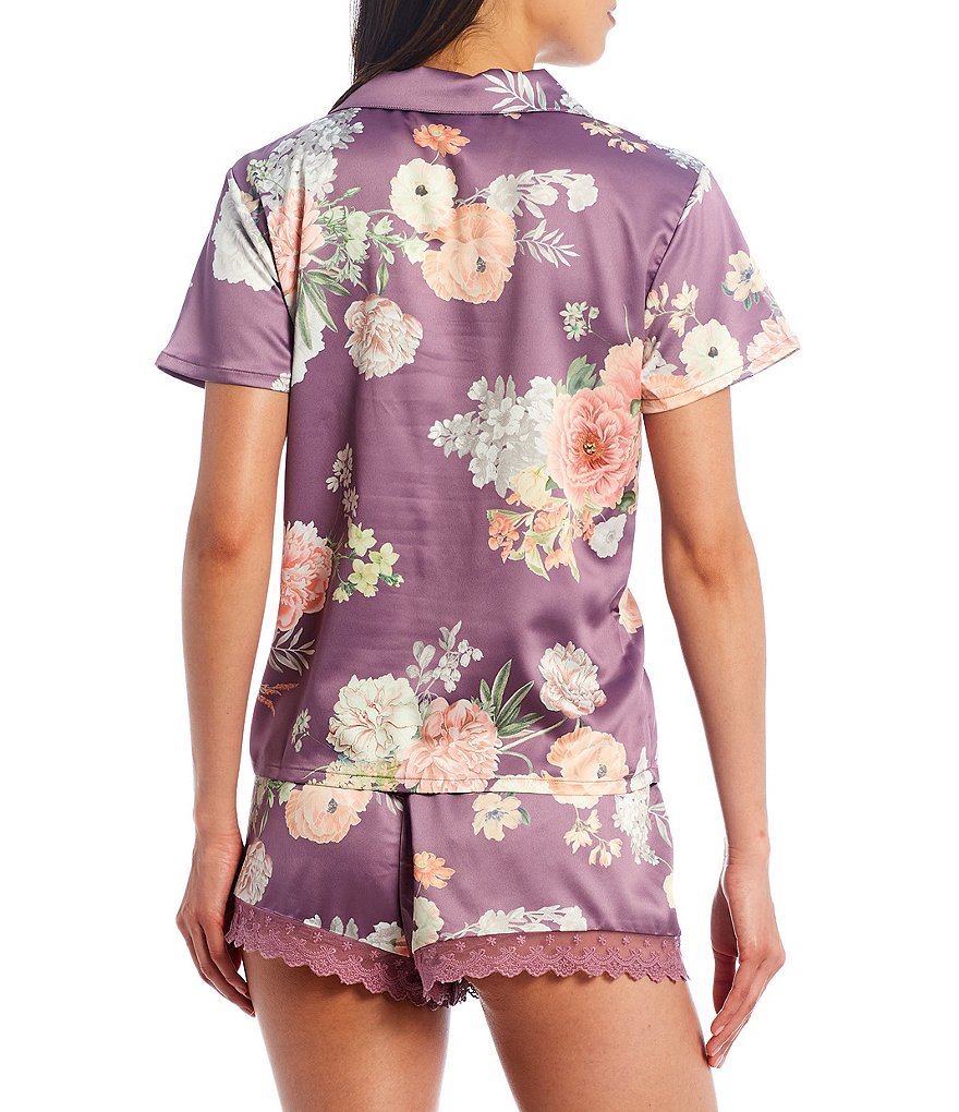 Flora Nikrooz Arisa Floral Print Charmeuse Top & Shorts Coordinating Pajama Set