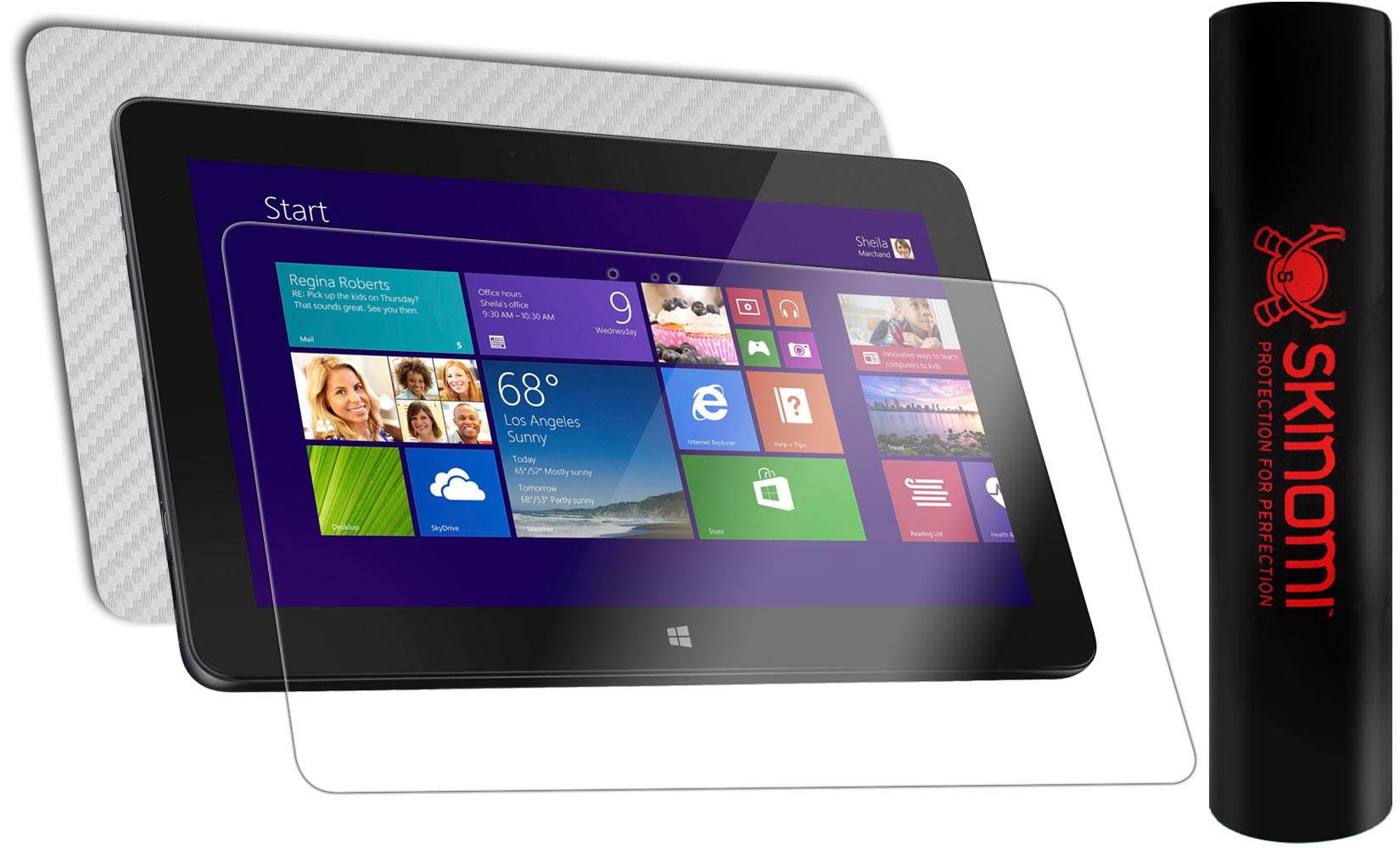 Skinomi Carbon Fiber Silver Skin Cover+Screen Protector for Dell Venue 11 Pro