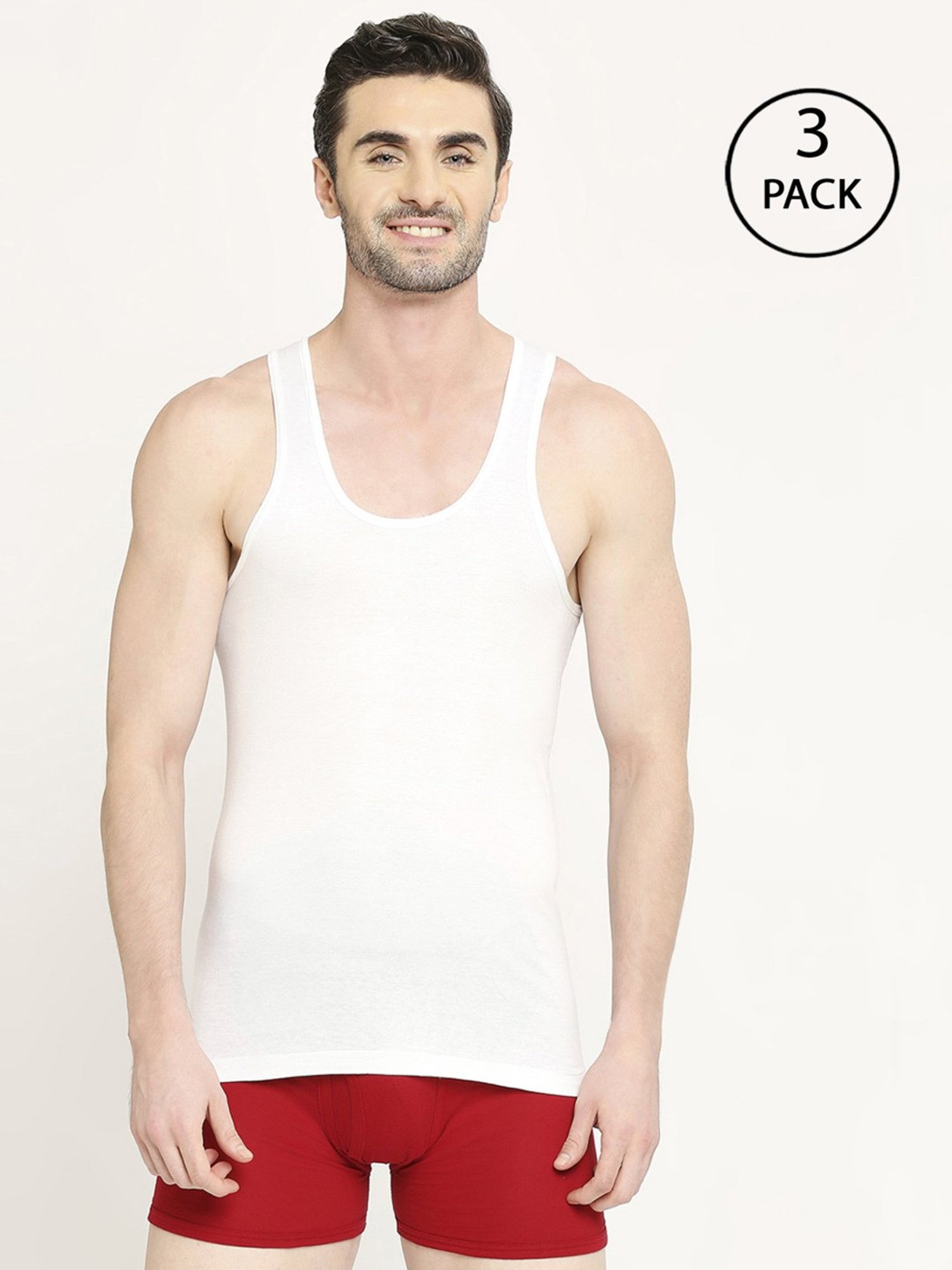 Vip White Regular Fit Vest - Pack Of 3