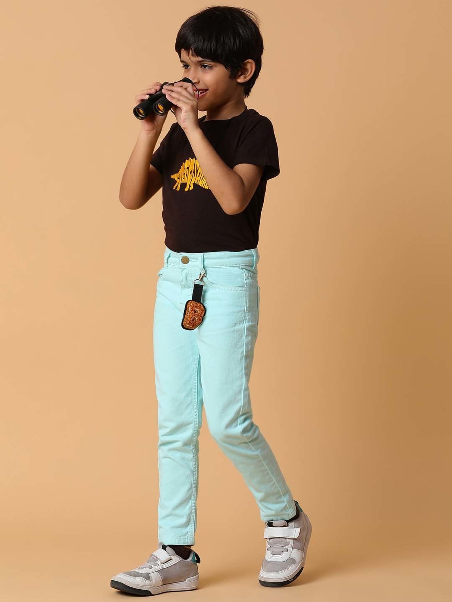 Tales & Stories Boys Mint Green Cotton Slim Fit Trousers