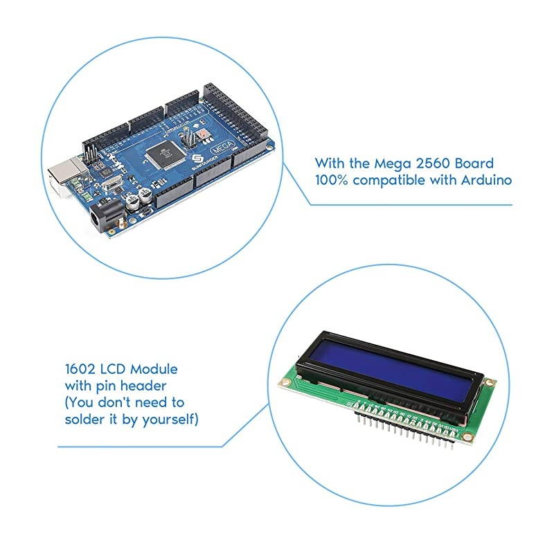 Mega 2560 R3 Project Super Starter Kit with Mega 2560 Board Compatible with Arduino Mega 2560 R3 Mega328 Nano,25 Tutorials Included