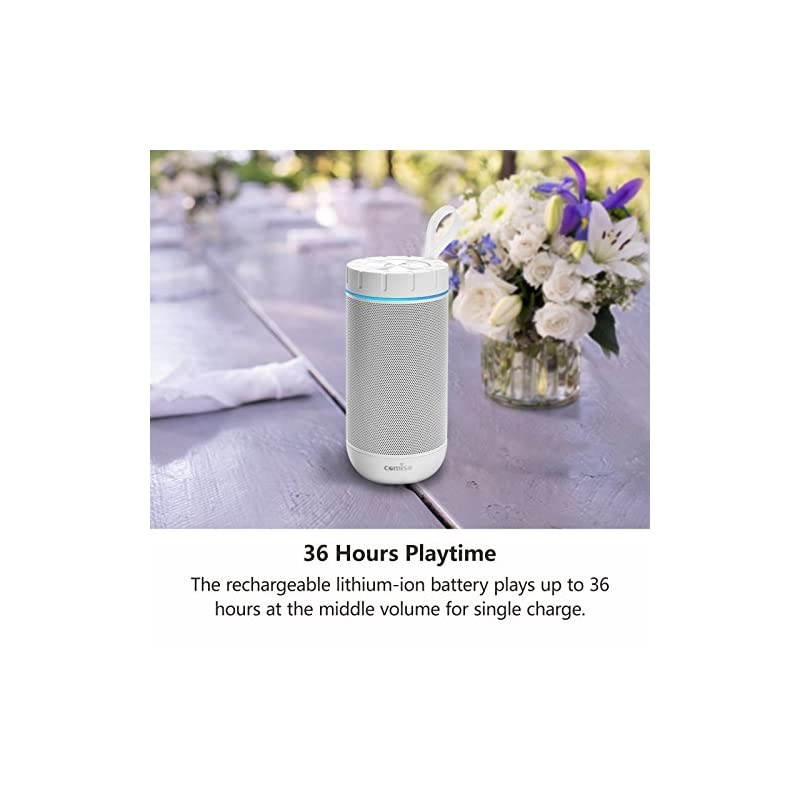 Waterproof Bluetooth Speakers Outdoor Wireless Portable Speaker with 24 Hours Playtime Superior Sound for Camping, Beach, Sports, Pool Party, Shower (White)