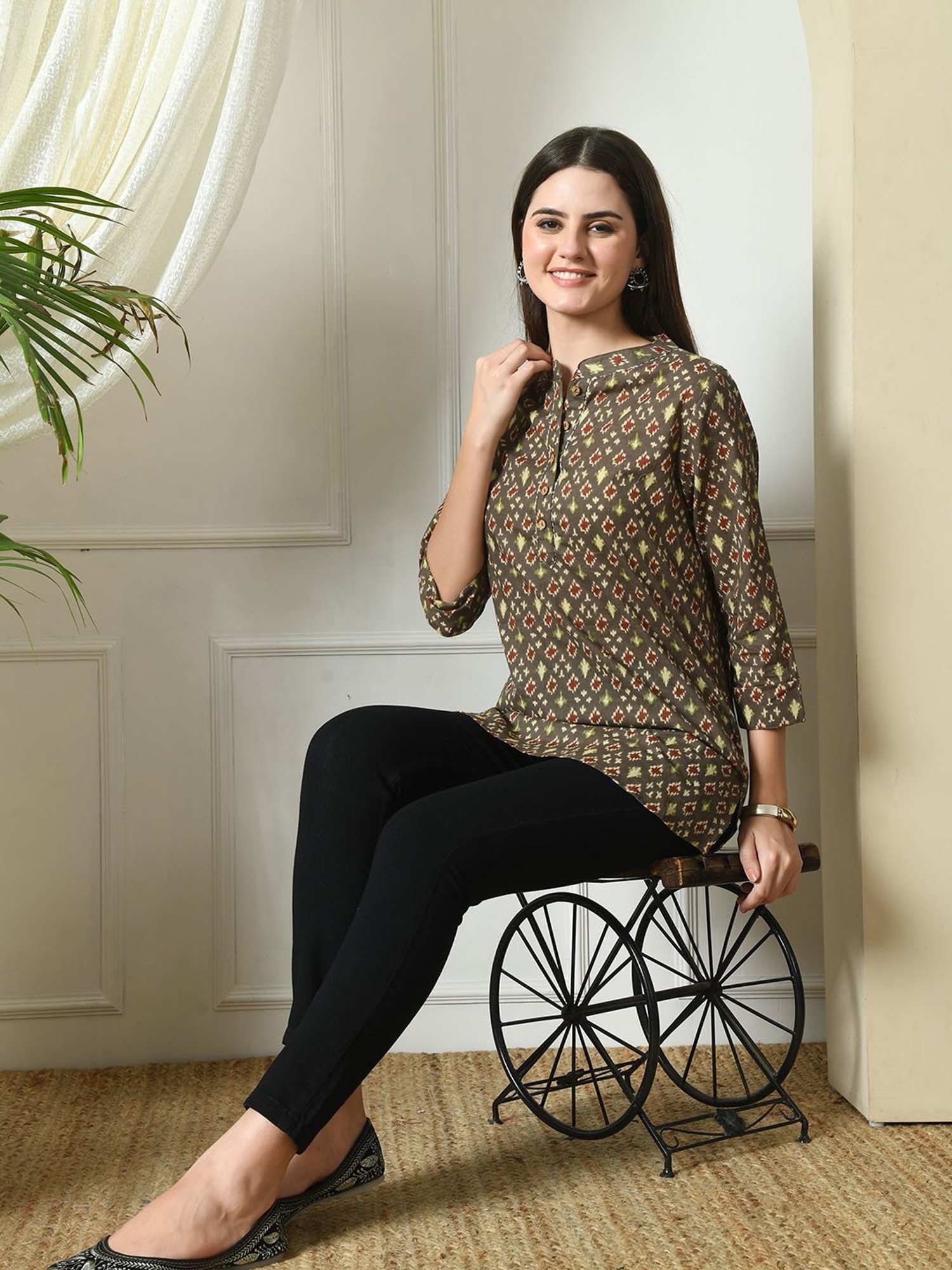 DECKEDUP Grey Cotton Printed Tunic