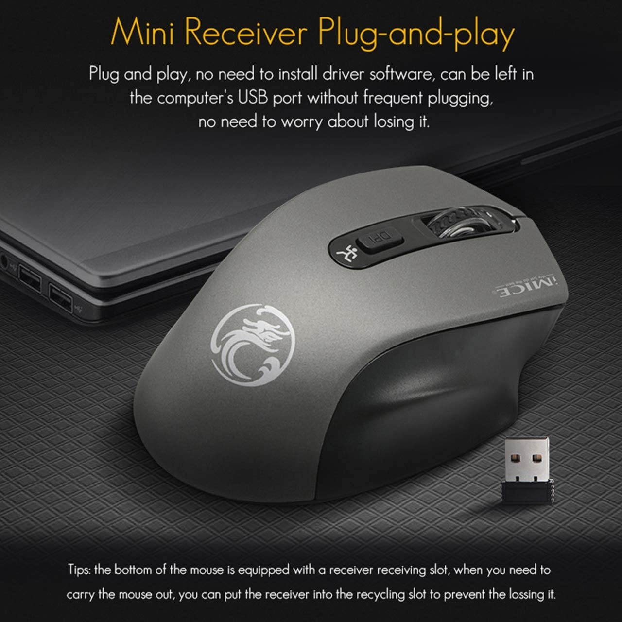 Ergonomic Wireless Silent Pc Mouse - 2.4Ghz Bluetooth Mouse Dpi Three-Speed Adjustment Comfortable to Hold Pc Gaming Mice Smart and Point-Saving Home Office Accessories (Red)