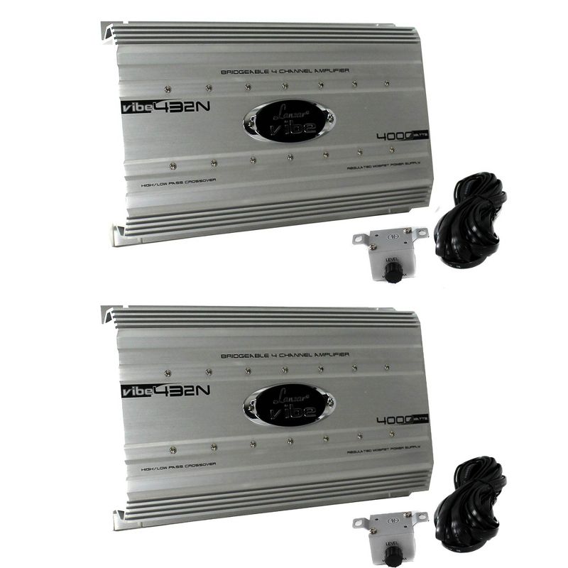 Lanzar 4000 Watt 4 Channel Bridgeable Car Stereo Amplifier w/ Remote (2 Pack)