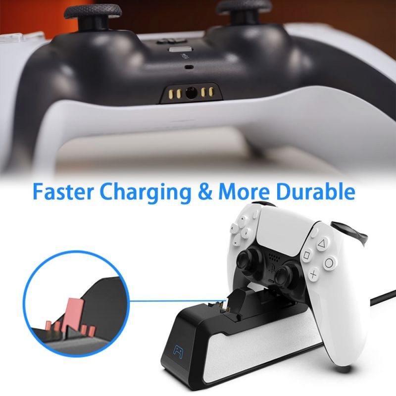 PS5 Controller Charger, Dual Controller Charger Station Dock with Fast Charging USB Type C Docking Stand with LED Charge Indicator Lights for Sony Playstation 5 DualSense Controllers