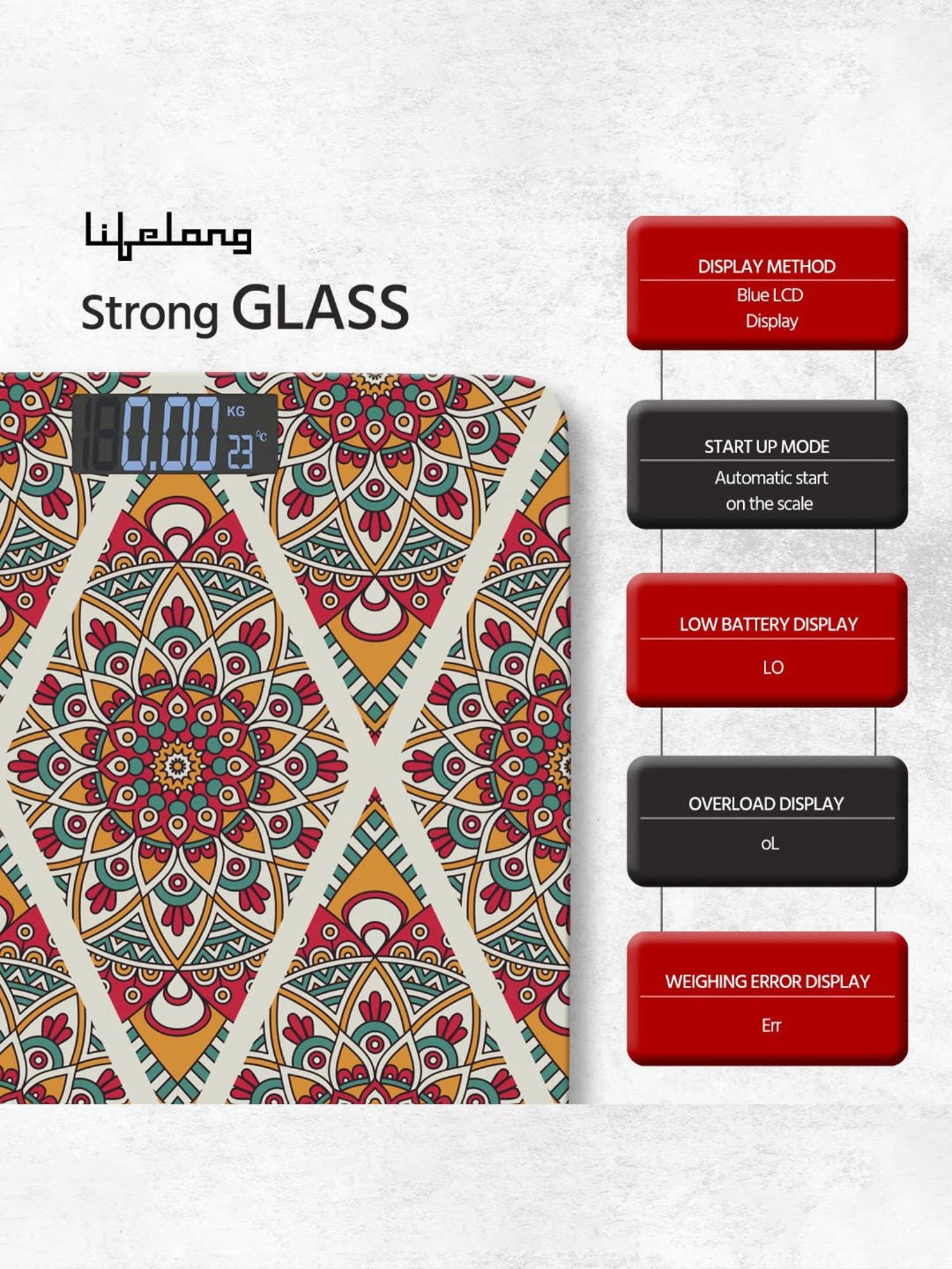 Lifelong LLWS54 Digital Weight Machine for Body Weight with LCD Display (Multicolor)