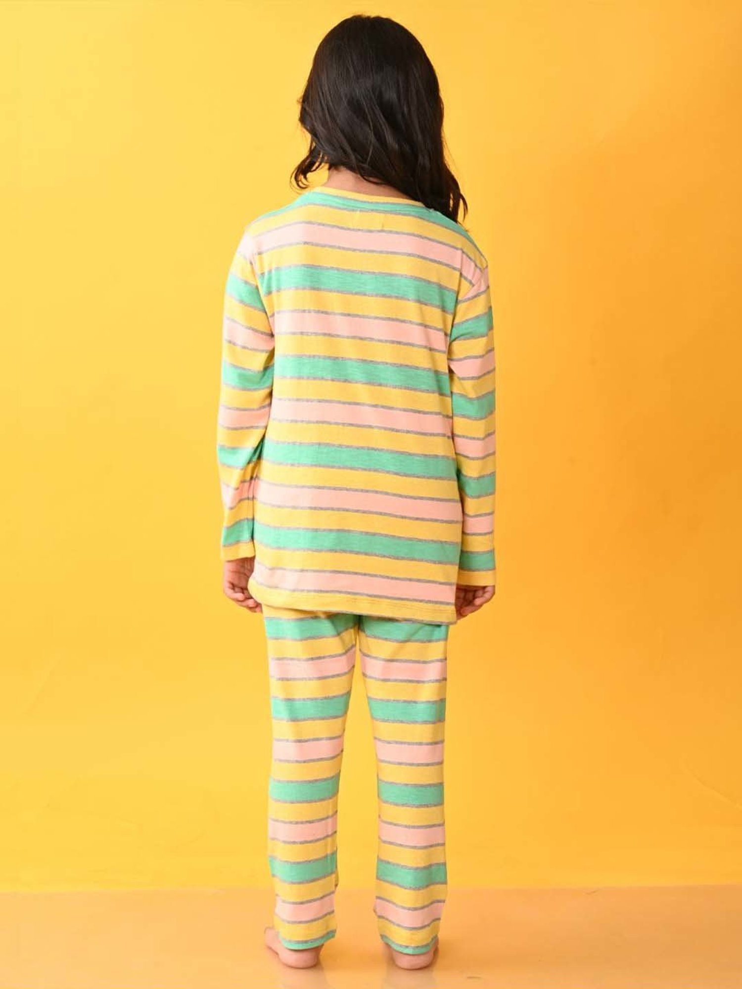 Anthrilo Kids Multicolour Cotton Striped Full Sleeves T-Shirt & Trouser