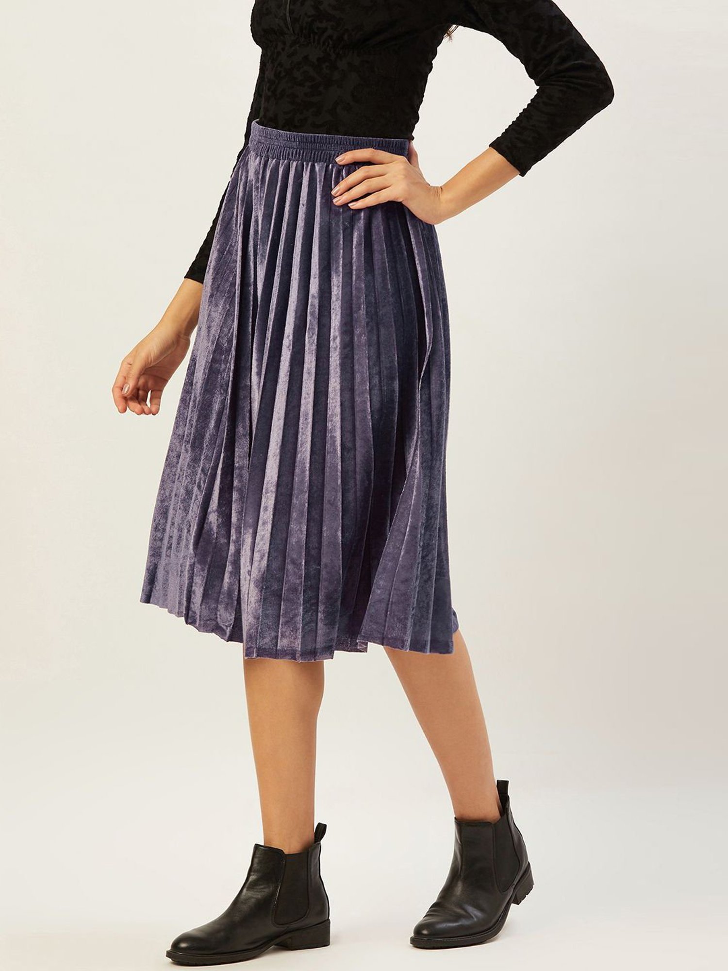 Anvi Be Yourself Grey Printed A-Line Skirt