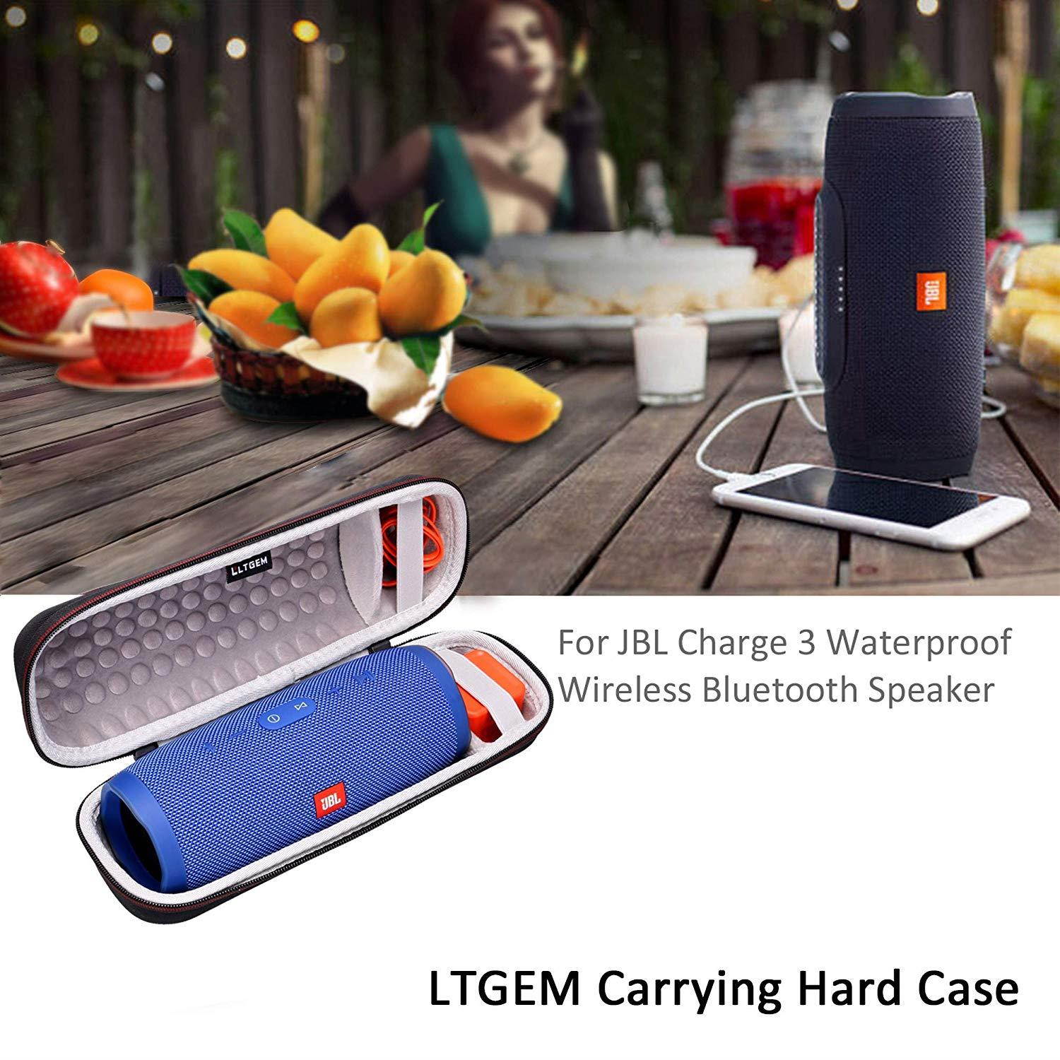 LTGEM Case for JBL Charge 3 Waterproof Portable Wireless Bluetooth Speaker. Fits USB Cable and Charger. [ Speaker is Not Include ]
