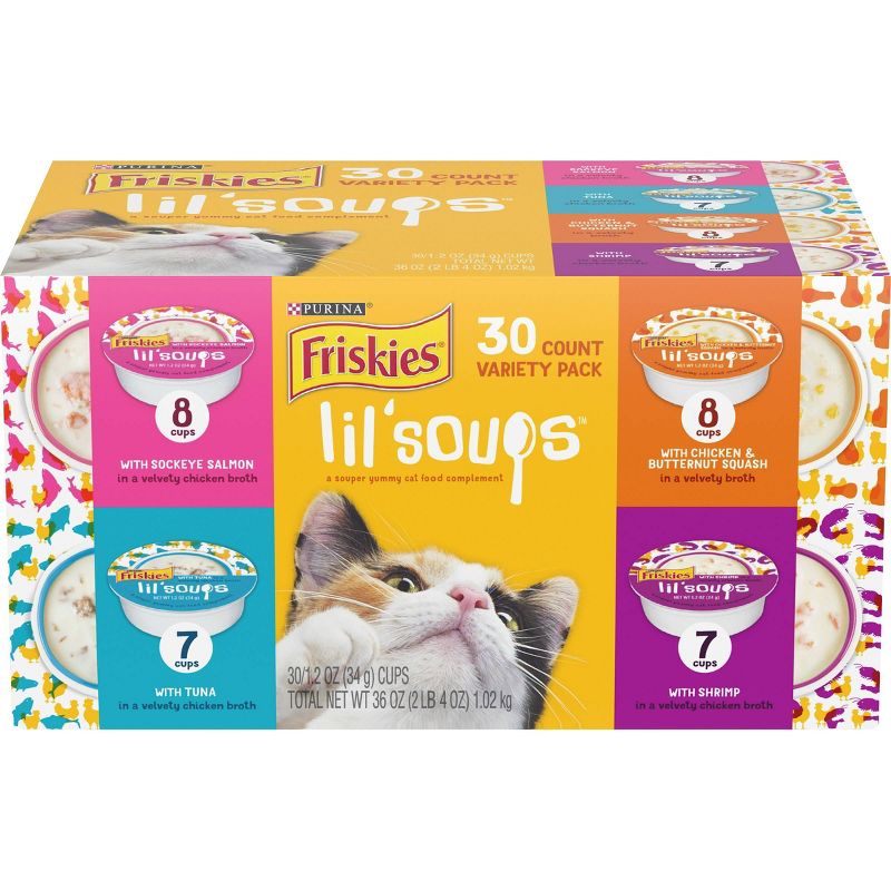 Friskies Lil Soups In Chicken Broth Wet Cat Food Complement Variety Pack - 1.2oz /30ct
