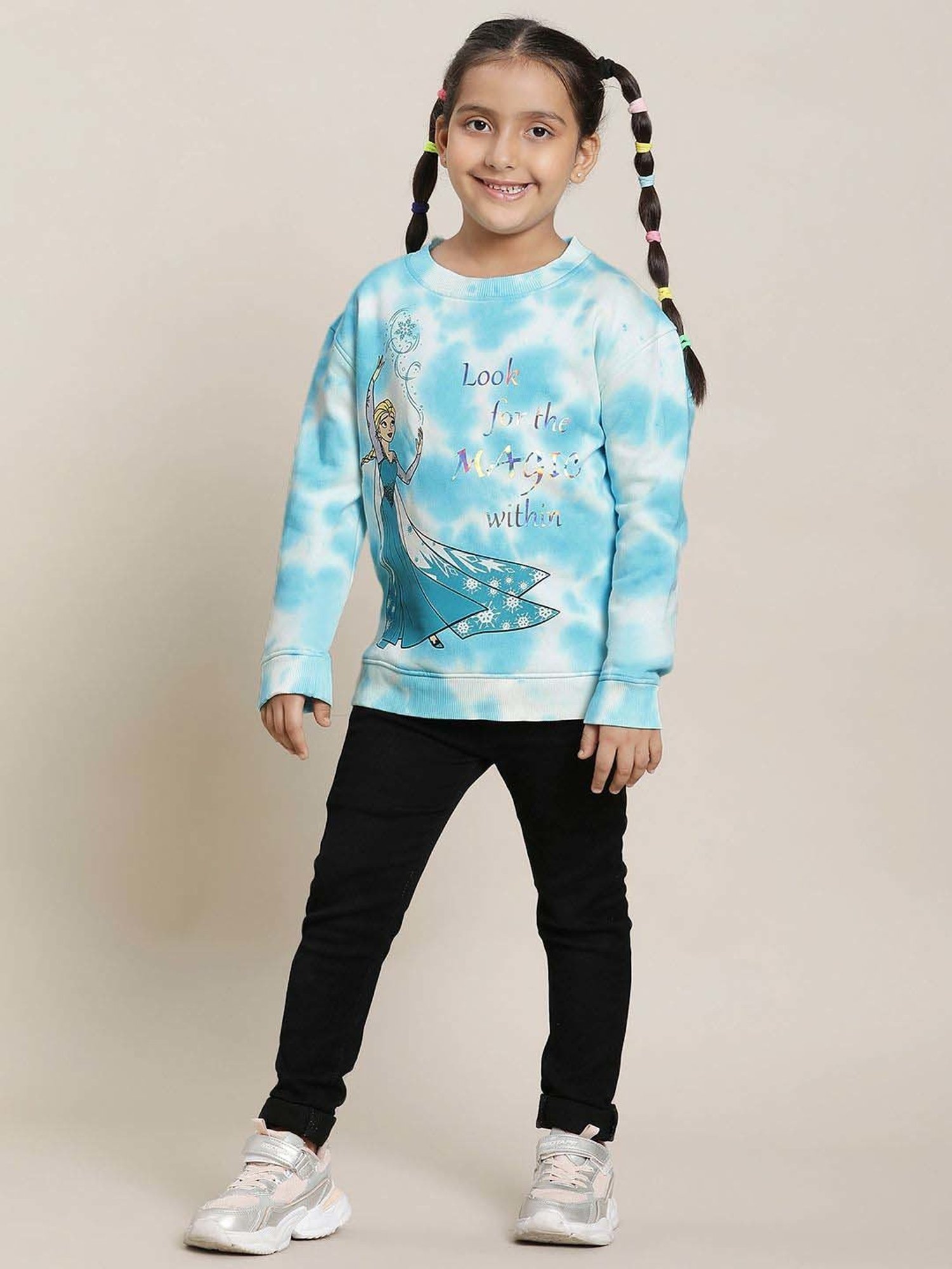 Kidsville Blue Cotton Printed Full Sleeves Frozen Sweatshirt