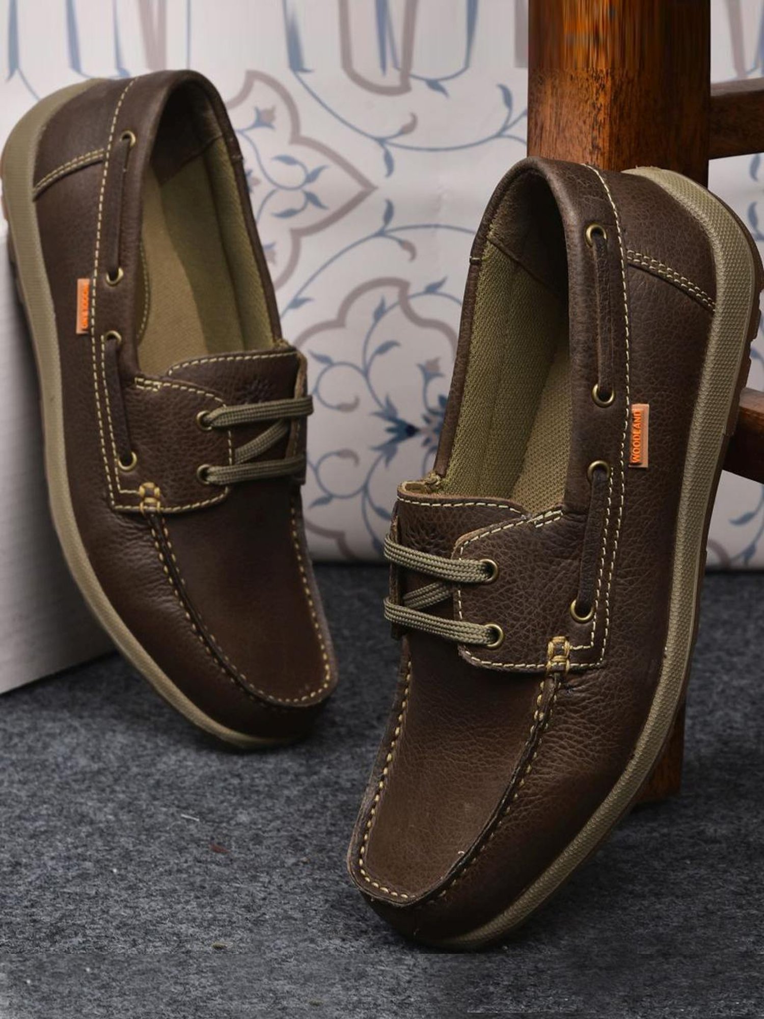 Woodland Men's Brown Boat Shoes