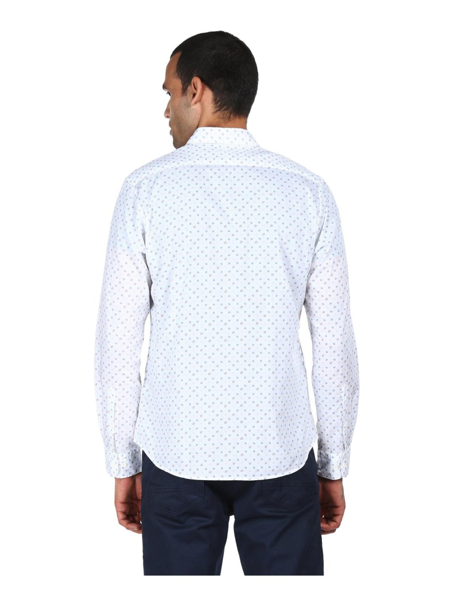 AD by Arvind White Cotton Regular Fit Printed Shirt