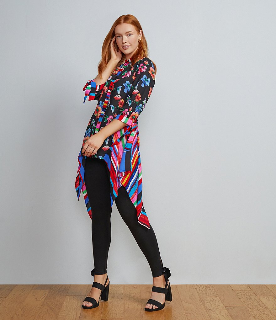 Slim Factor by Investments Solid Ponte Classic Waist Ankle with Tie Knot Hem Leggings