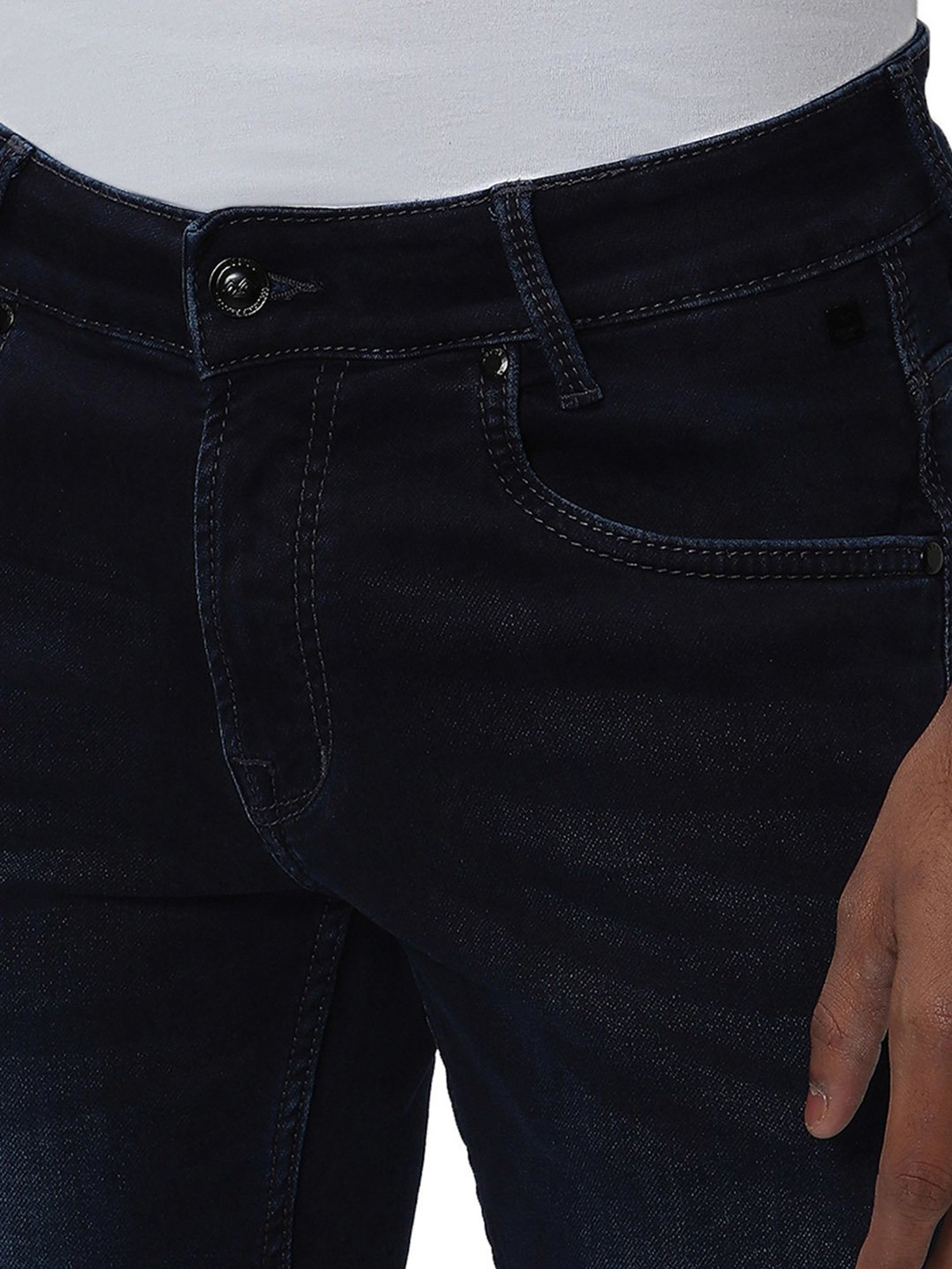 Mufti Navy Slim Fit Lightly Washed Jeans