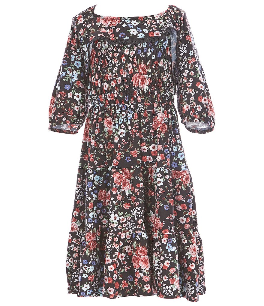 Ally B Big Girls 7-16 Short-Sleeve Printed Peasant Dress