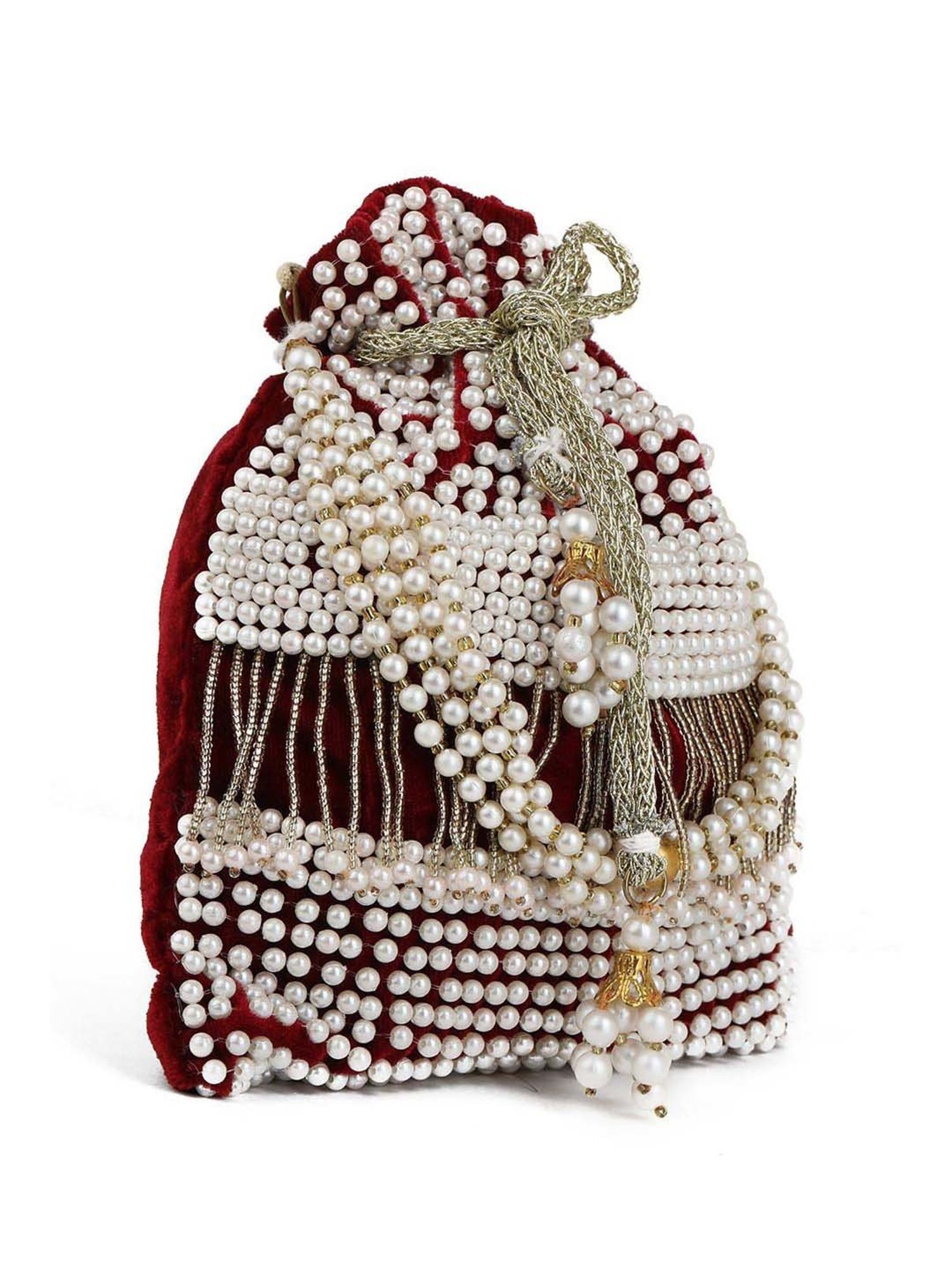 Gaurapakhi Maroon Embellished Potli