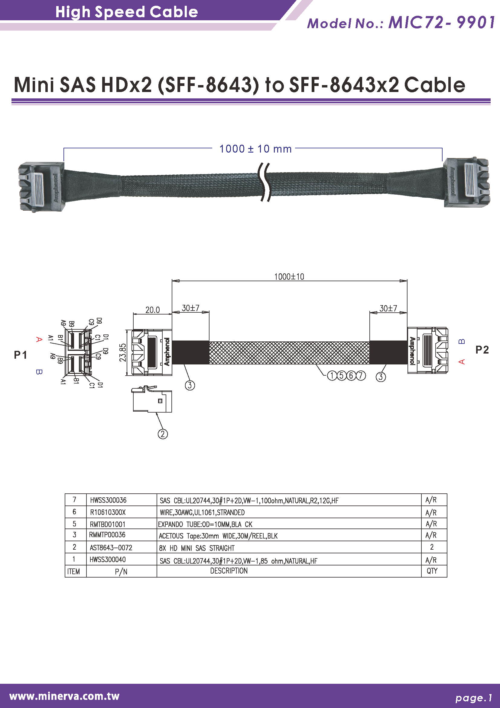 Broadcom HBA 9400-8i Tri-Mode for Mini SAS HD (SFF-8643) 8-Lane to Mini SAS HD 8-Lane Cable