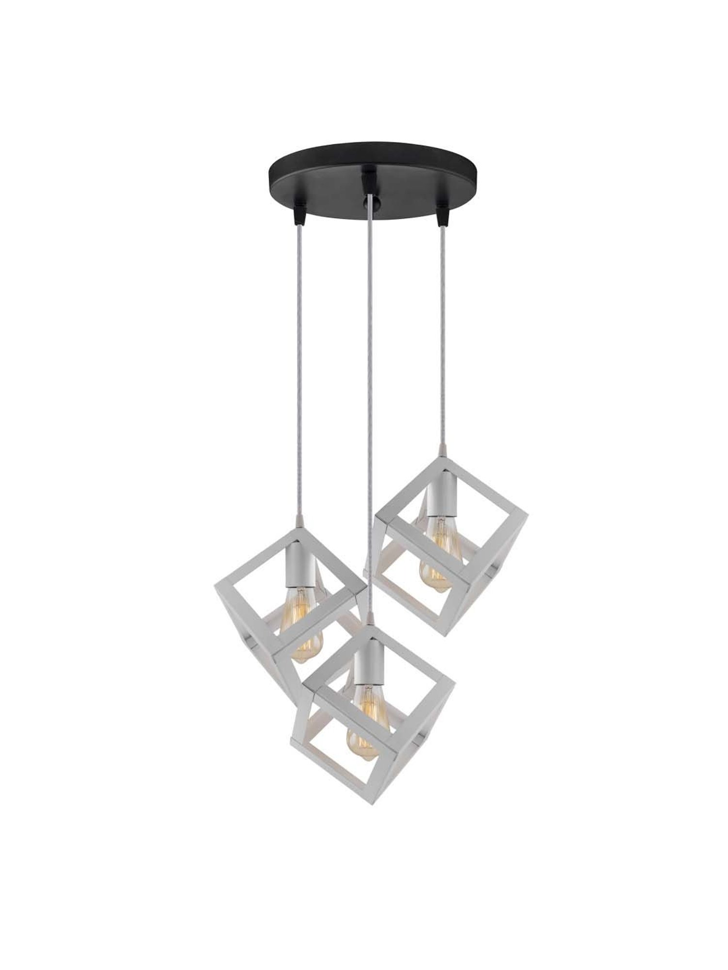 Homesake 3-Lights Round Cluster White Metal Cube Hanging Light - Set of 1 (Bulb not included)