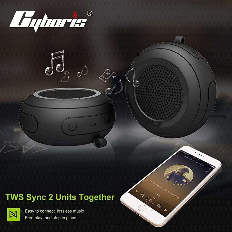 IPX7 Waterproof Outdoor Bluetooth Speaker Swimming Pool Floating Portable Mini Speakers Wireless 5W with Microphone amp TWS for Beach Bathroom Home Shower Black