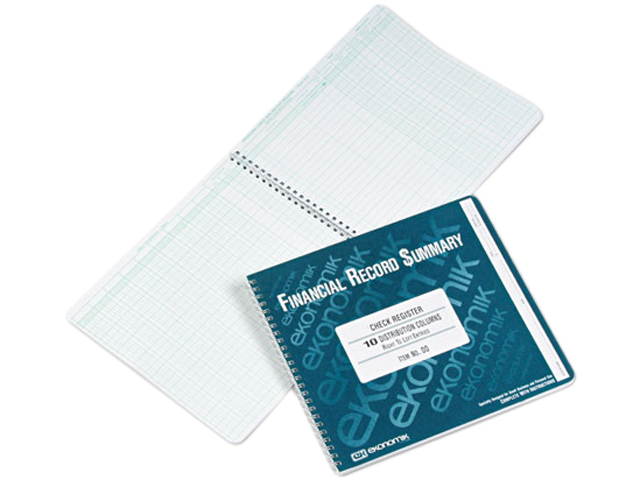 Ekonomik DD Wirebound Check Register Accounting System, 8 3/4" x 10", 40 Pages