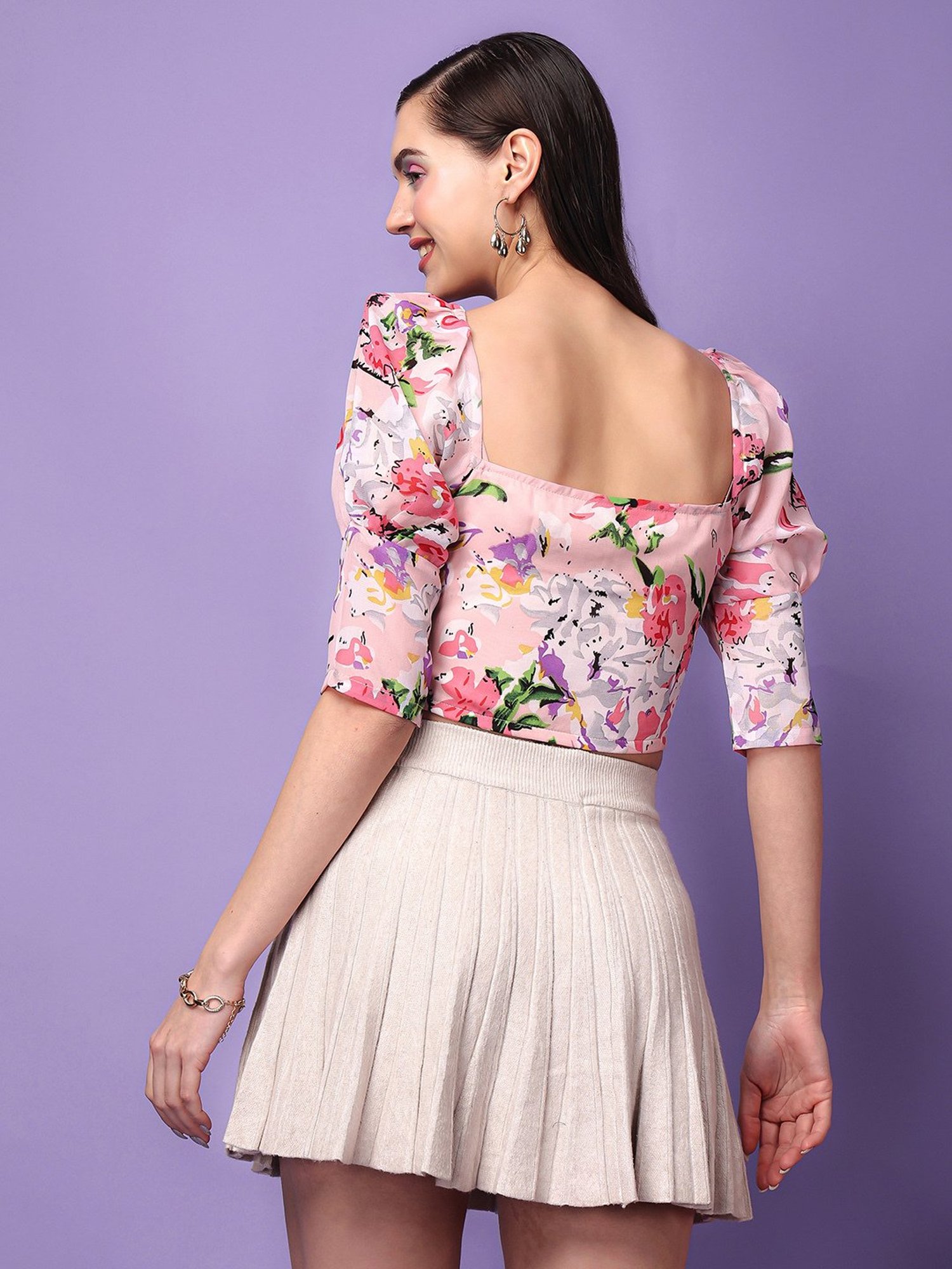 Scorpius Pink Floral Print Crop Top