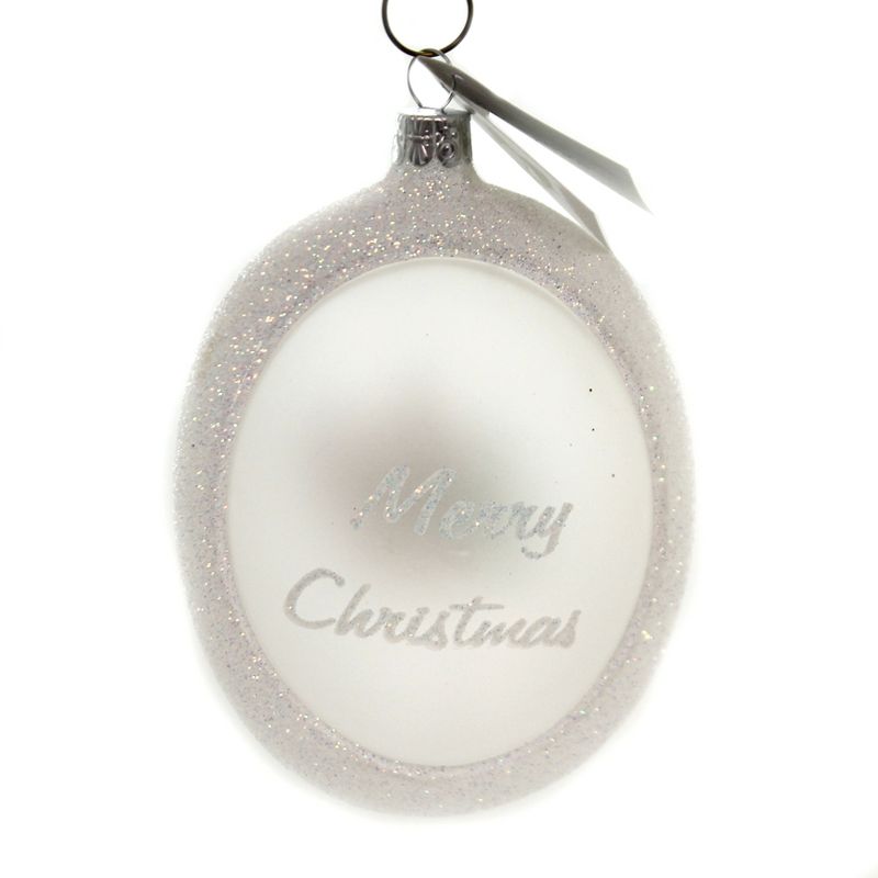 Golden Bell Collection 4.5" Snowy Alpine Village Ornament Oval Czech Glittered  -  Tree Ornaments