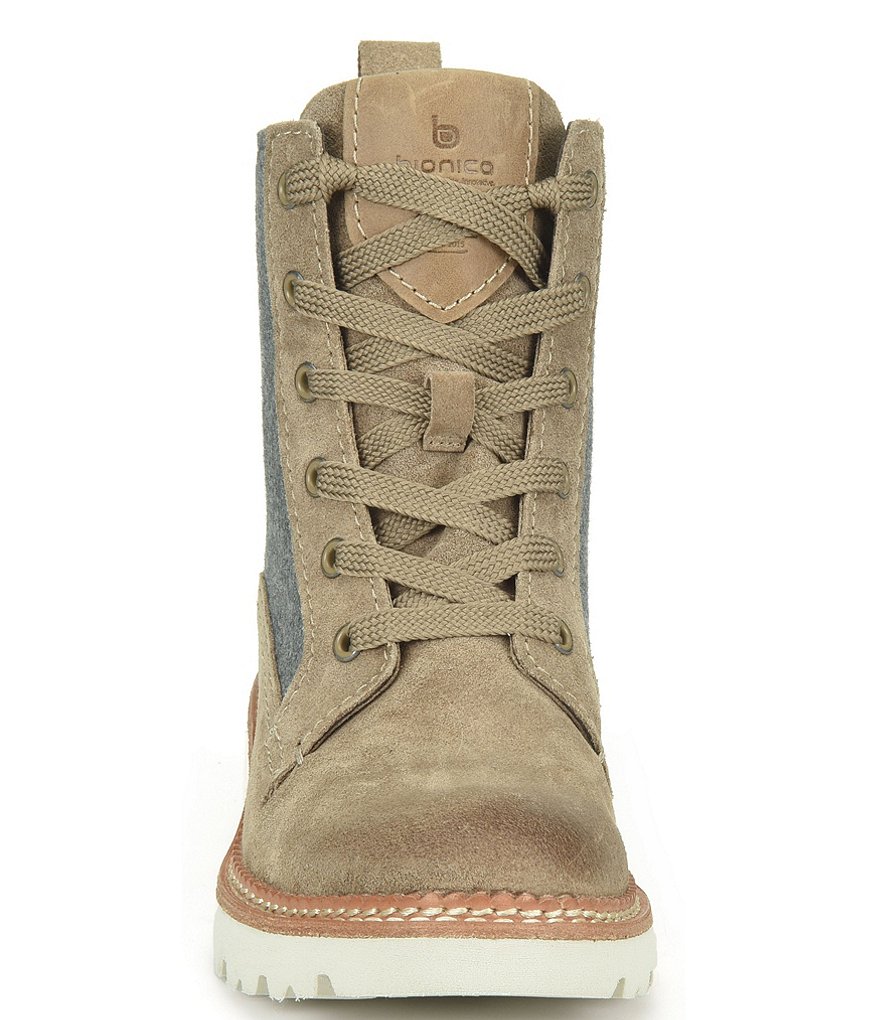 bionica Denali 2 Collection Derinda Waterproof Suede Block Heel Lug Sole Combat Booties