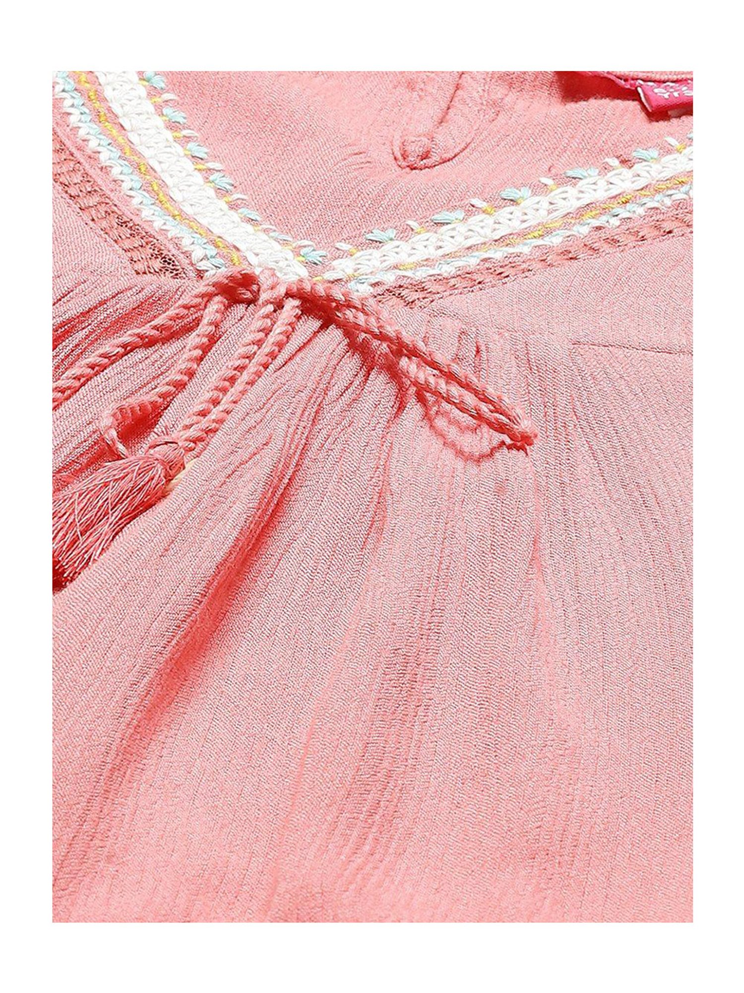 BIBA Girls Pink Solid Top