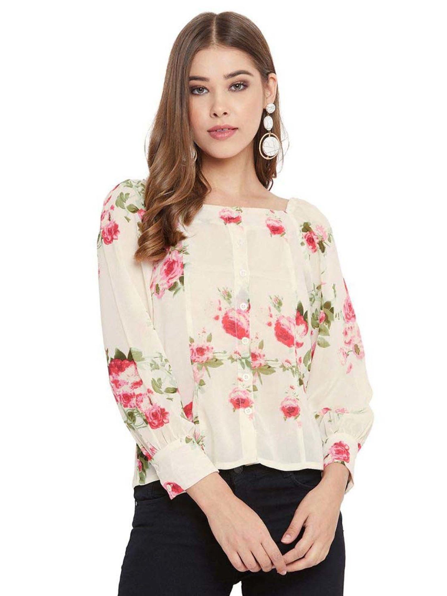 PURYS Off-White Printed Top