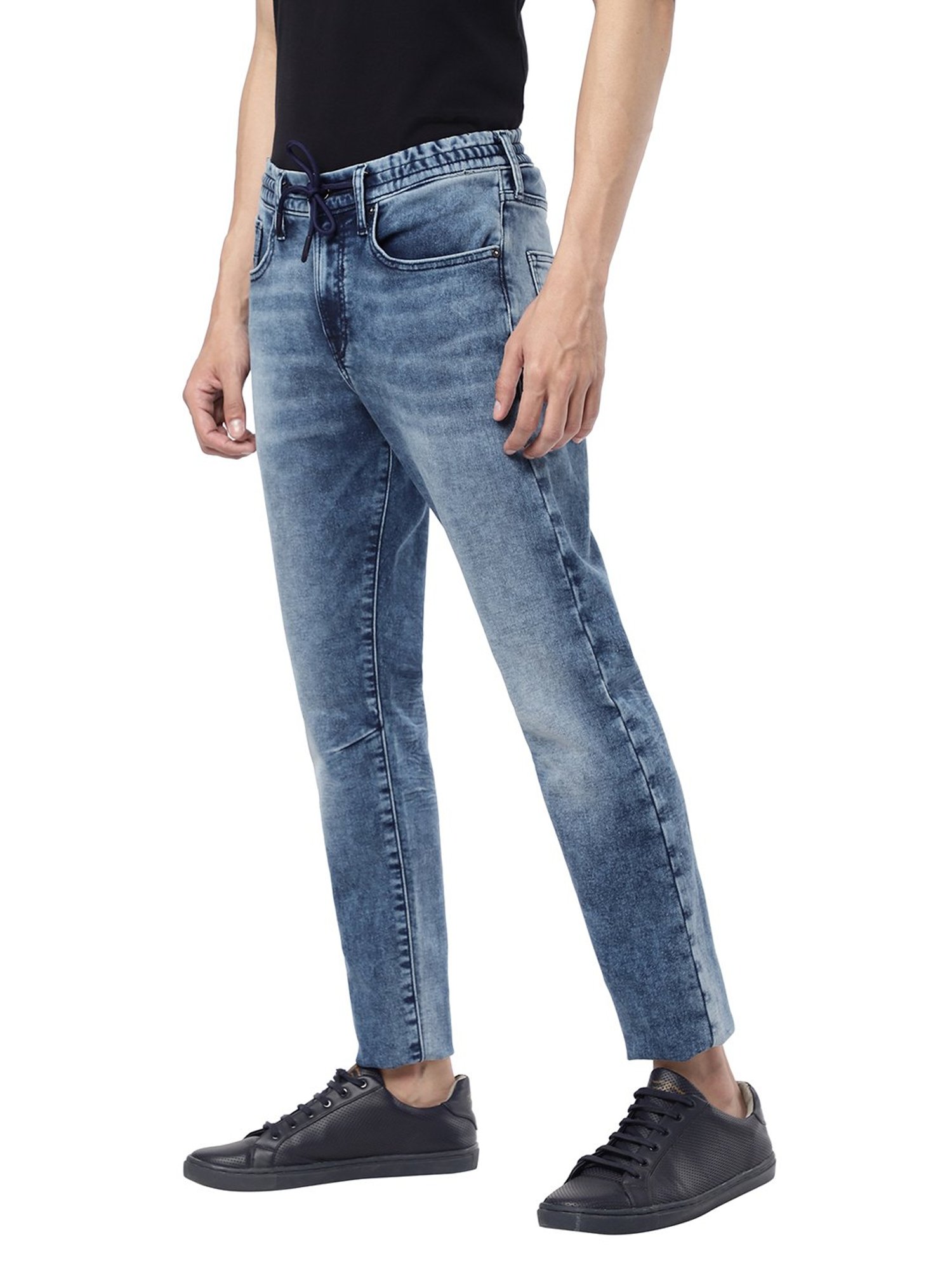 EVERBLUE Blue Midrise Denim Jogger Jeans