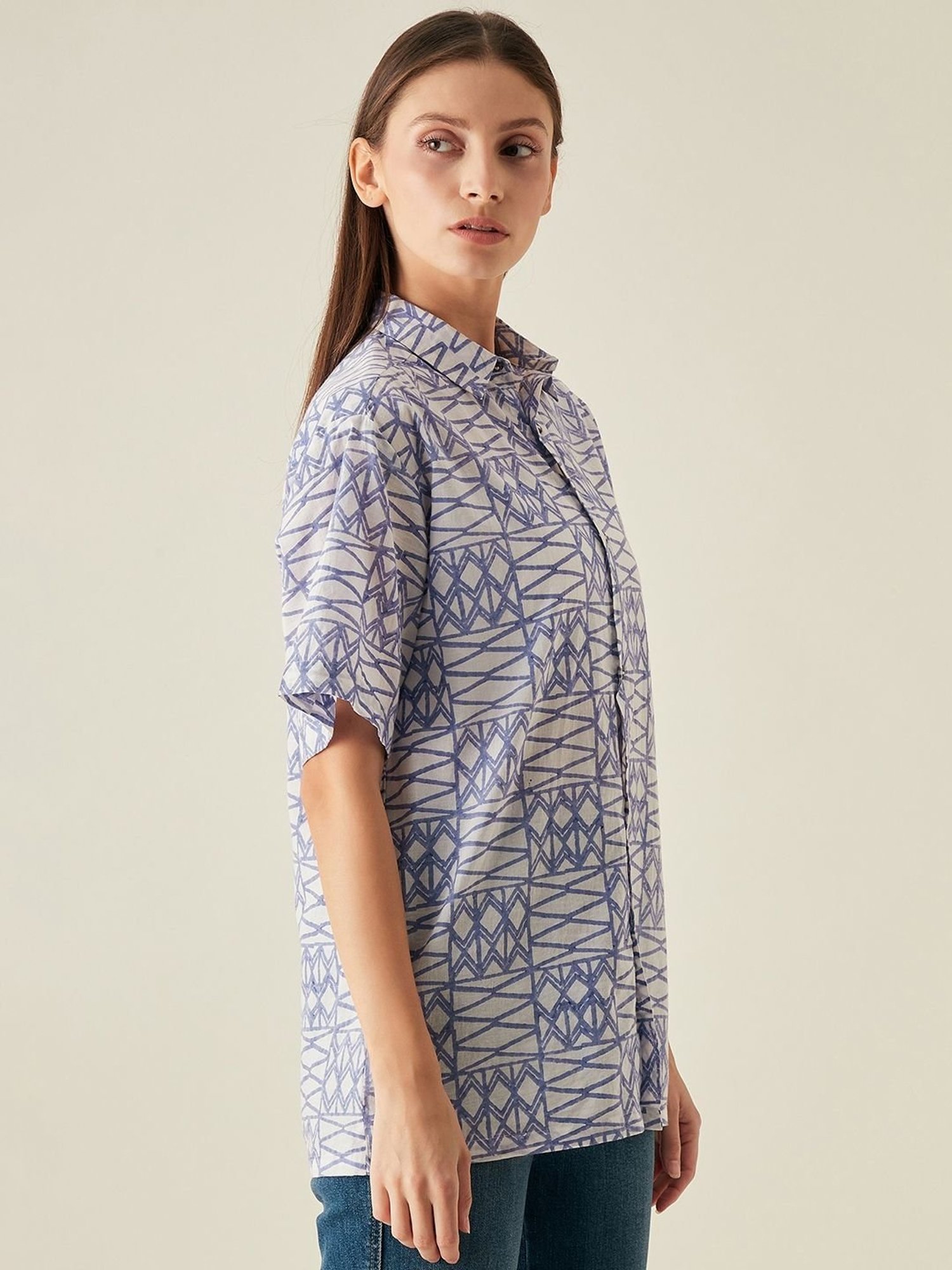 Arras Lilac Geometric Print Shirt