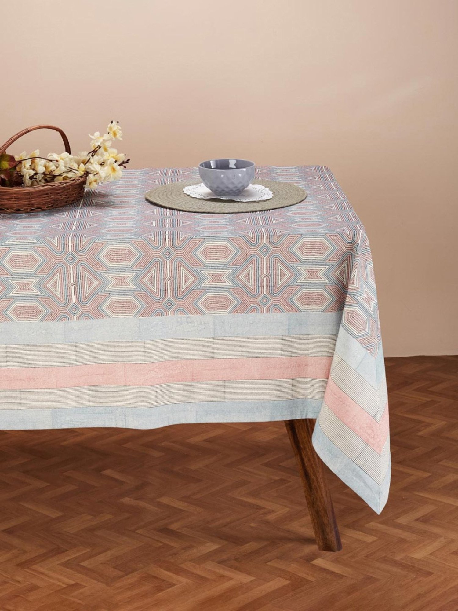 Fabindia Multicolor Cotton 114 TC 200 GSM Lilypool Table Cover - Set of 4