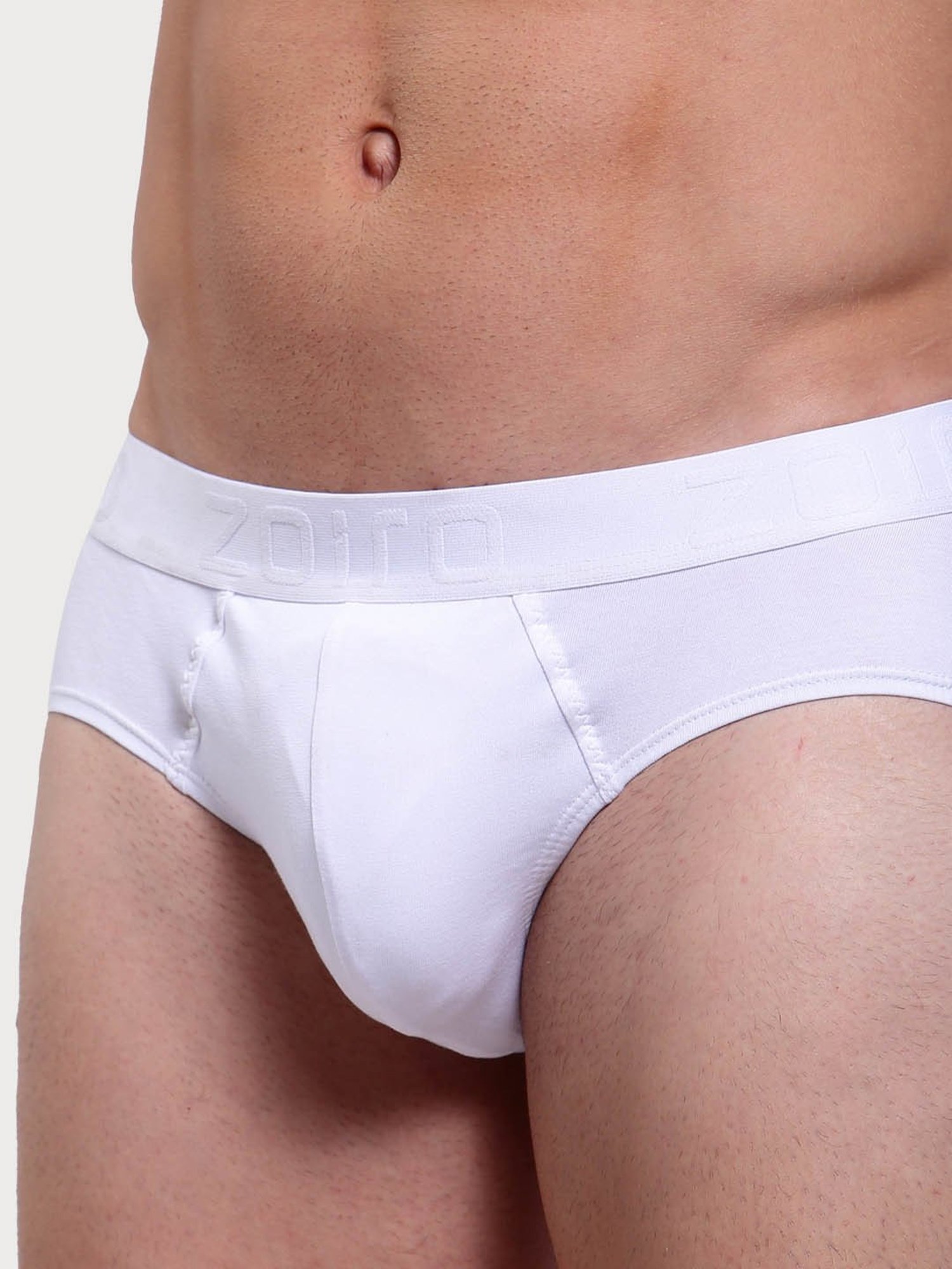 Zoiro White Cotton Regular Fit Briefs - Pack Of 2