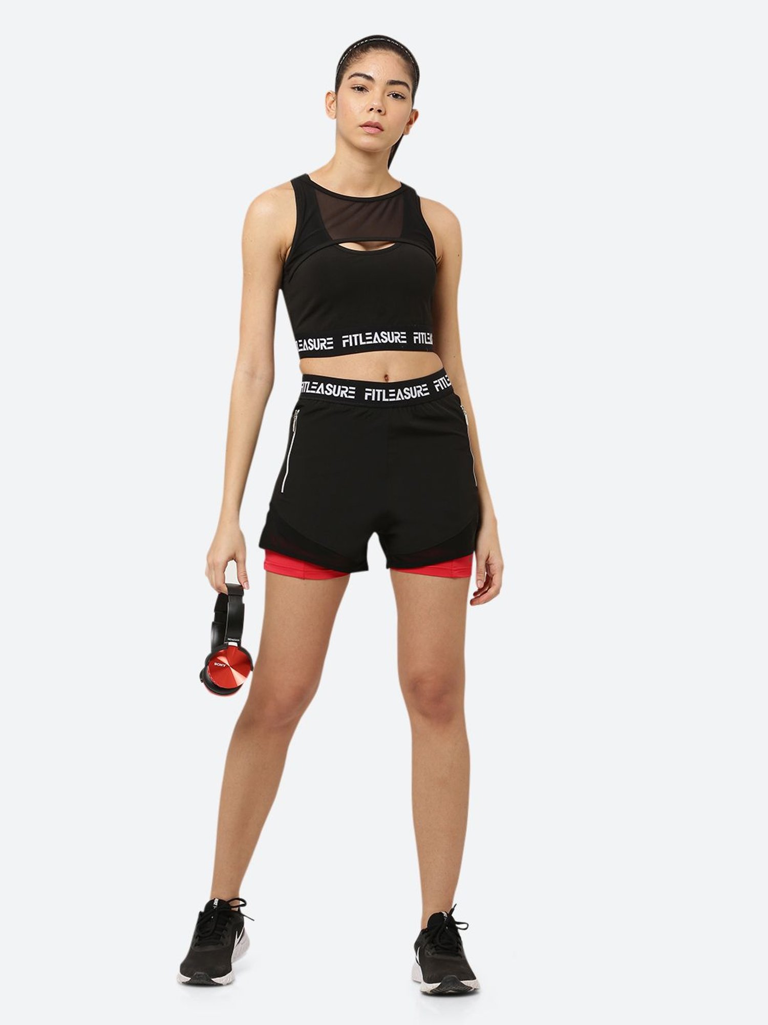 Fitleasure Black Non Wired Padded Sports Bra