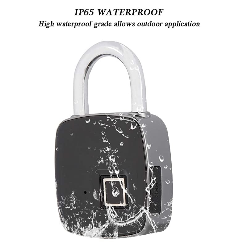 Padlock, Smart Digital Keyless Door Lock Waterproof Security Anti-Theft Travel Padlock for Door Suitcase Bike Black