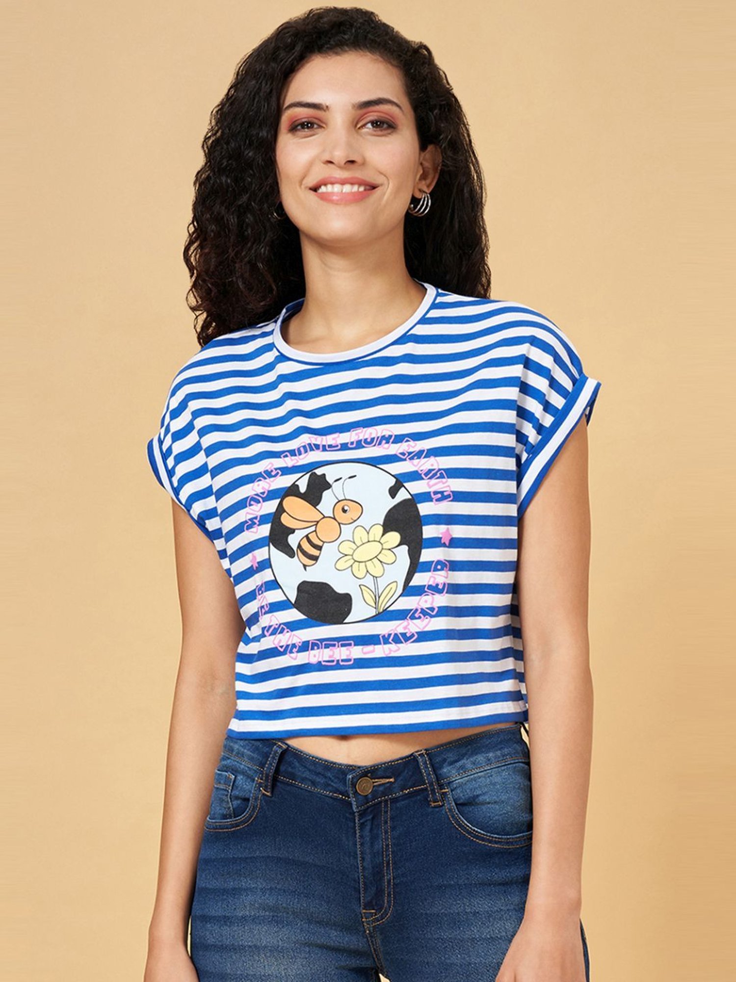 YU by Pantaloons Blue Printed Top